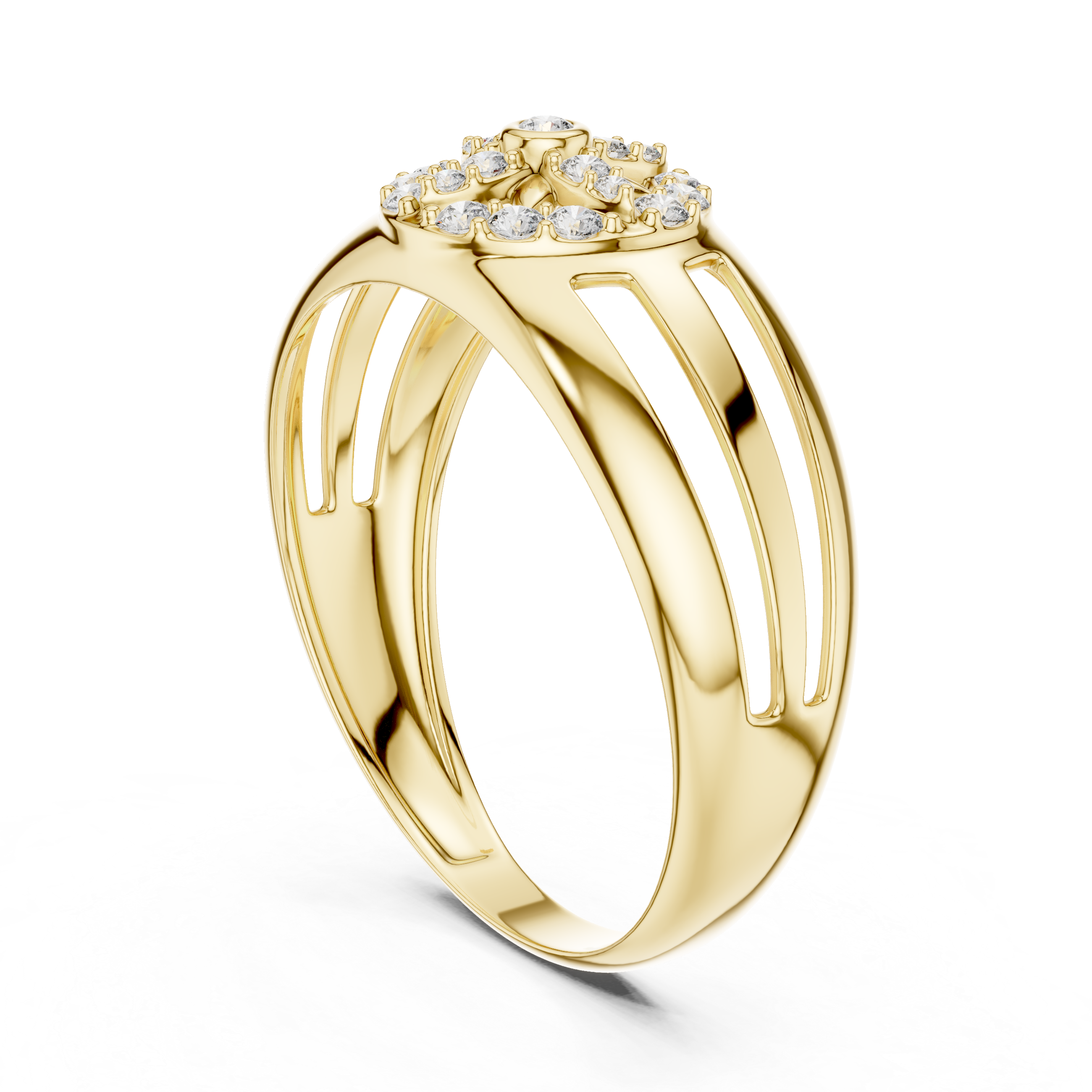 Luxury Gold and Diamond Flower Ring