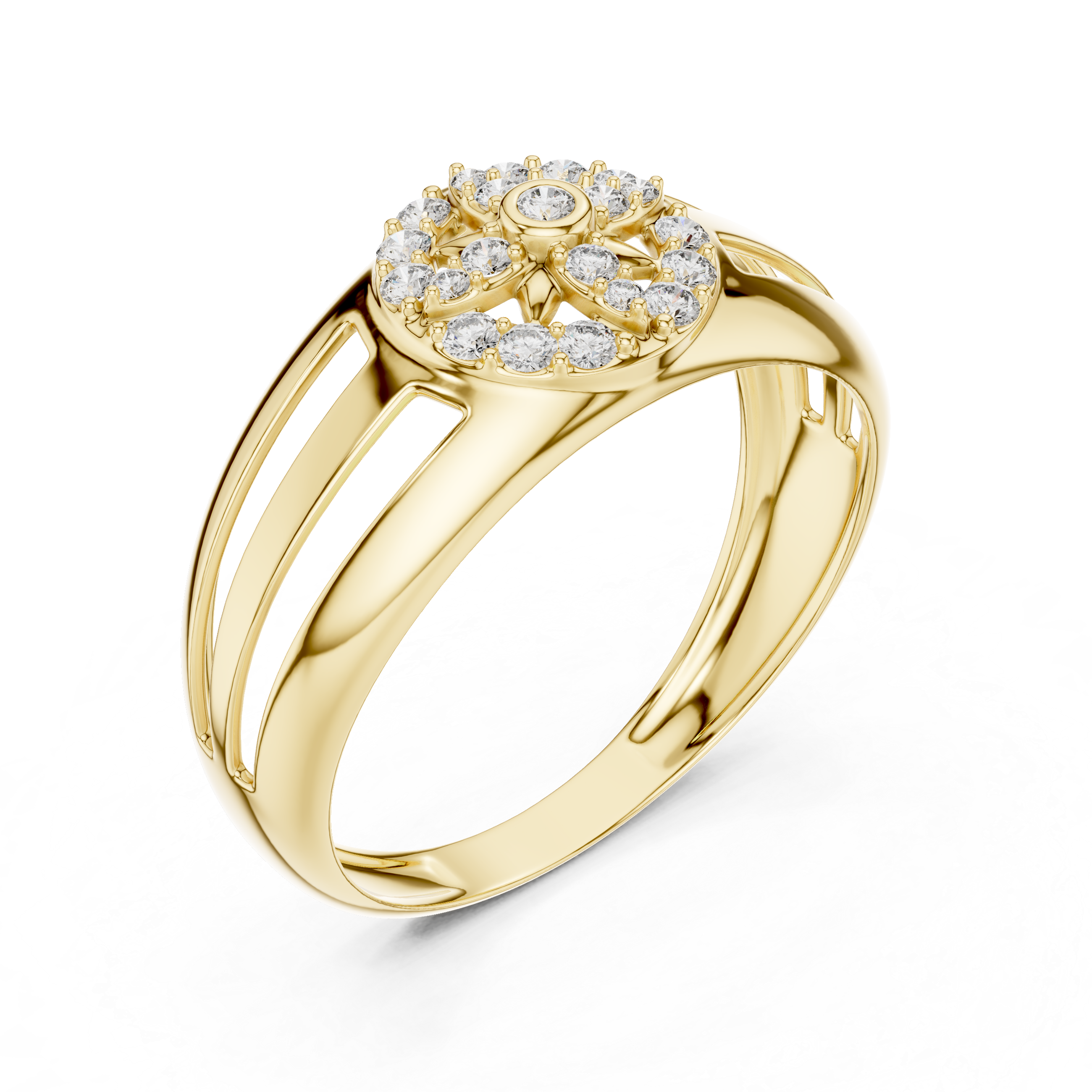 Luxury Gold and Diamond Flower Ring