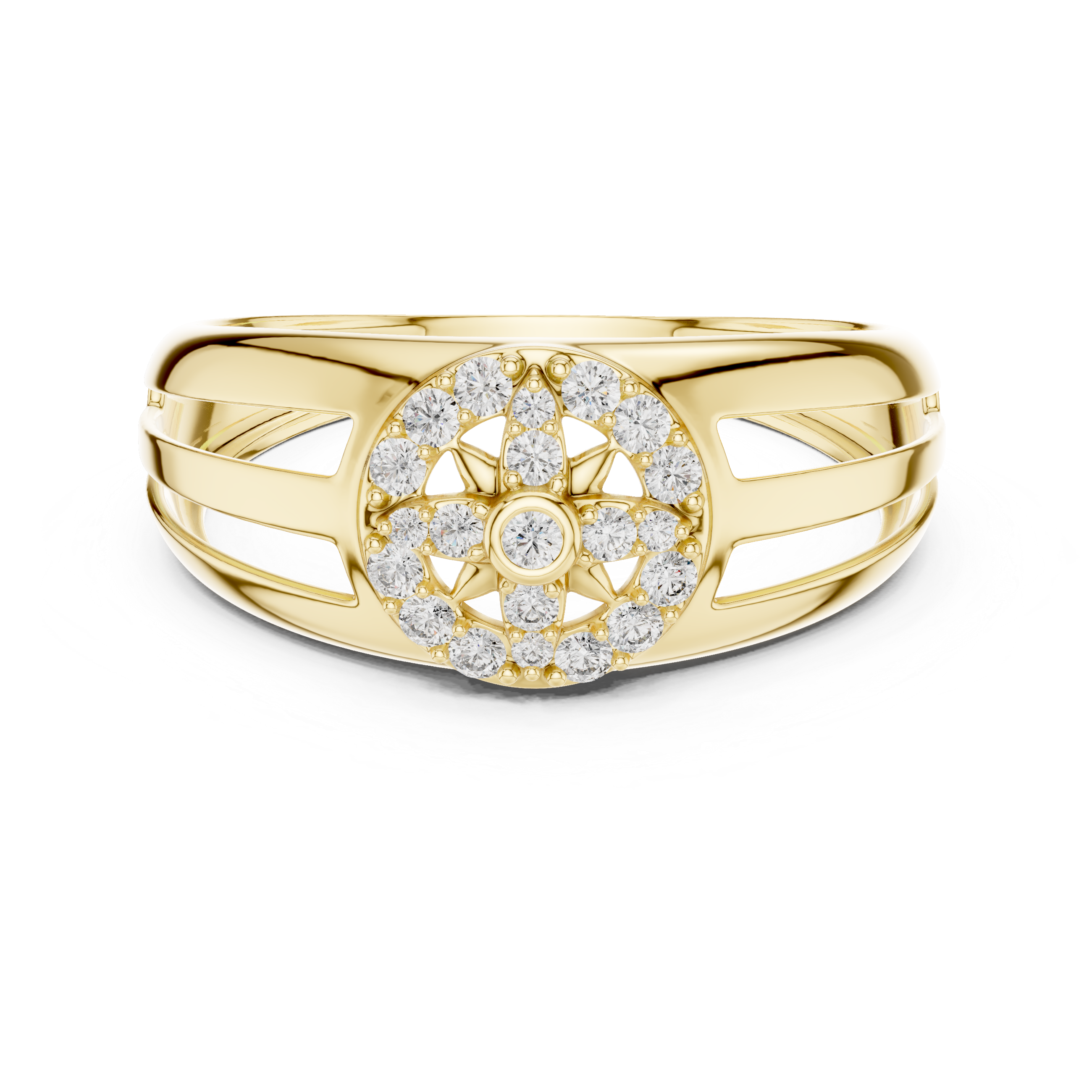 Luxury Gold and Diamond Flower Ring
