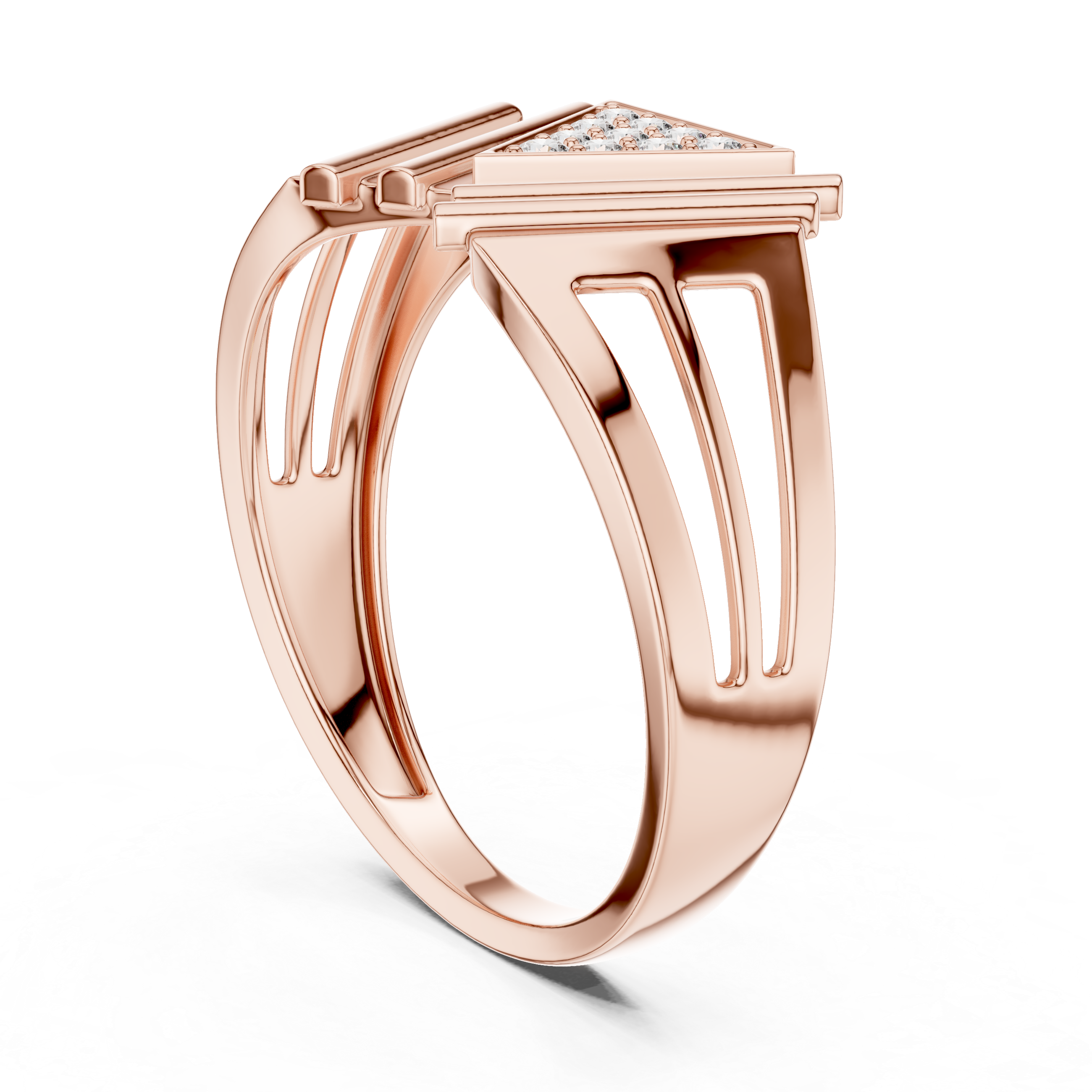 Rose Gold Geometric Diamond Accent Ring