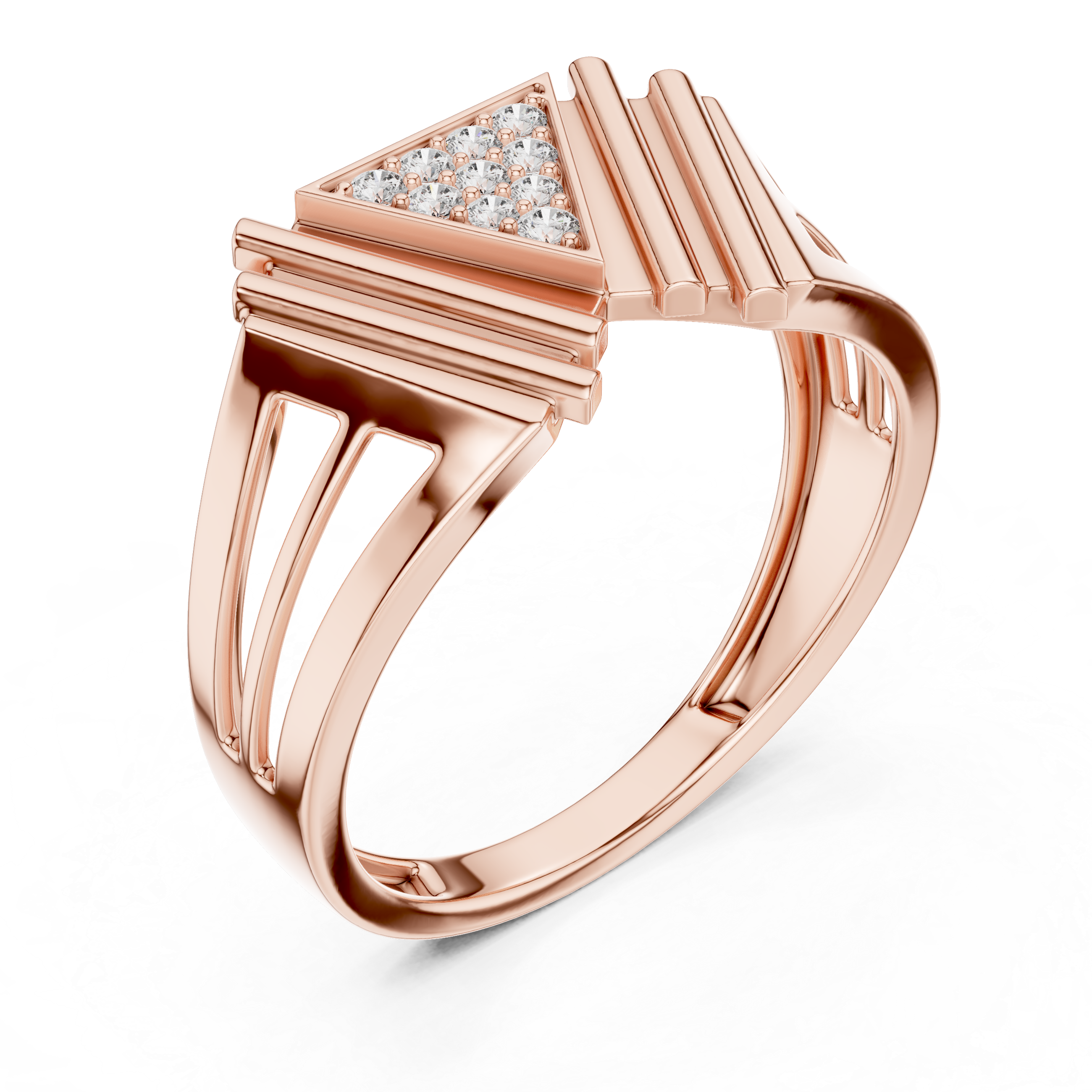 Rose Gold Geometric Diamond Accent Ring