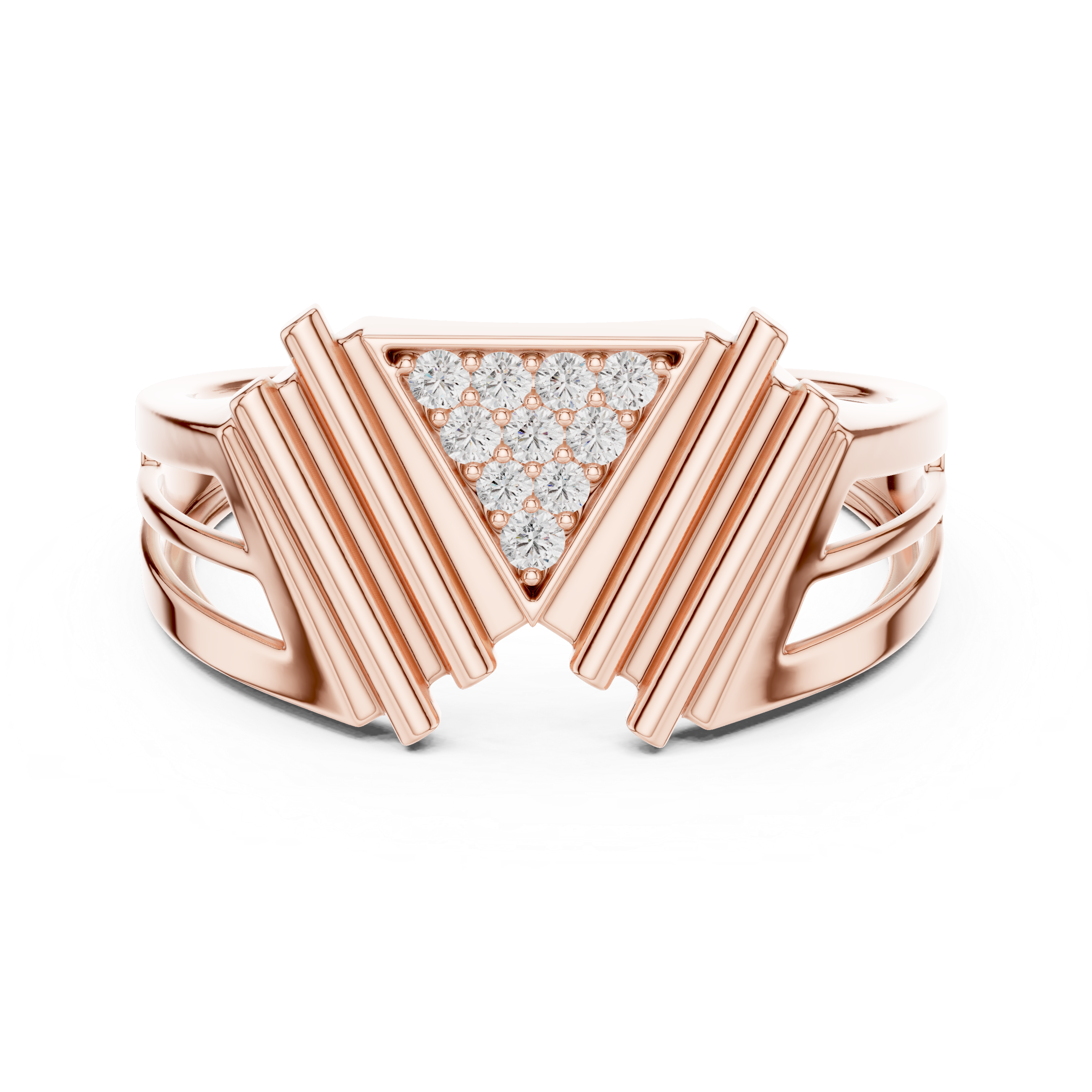 Rose Gold Geometric Diamond Accent Ring