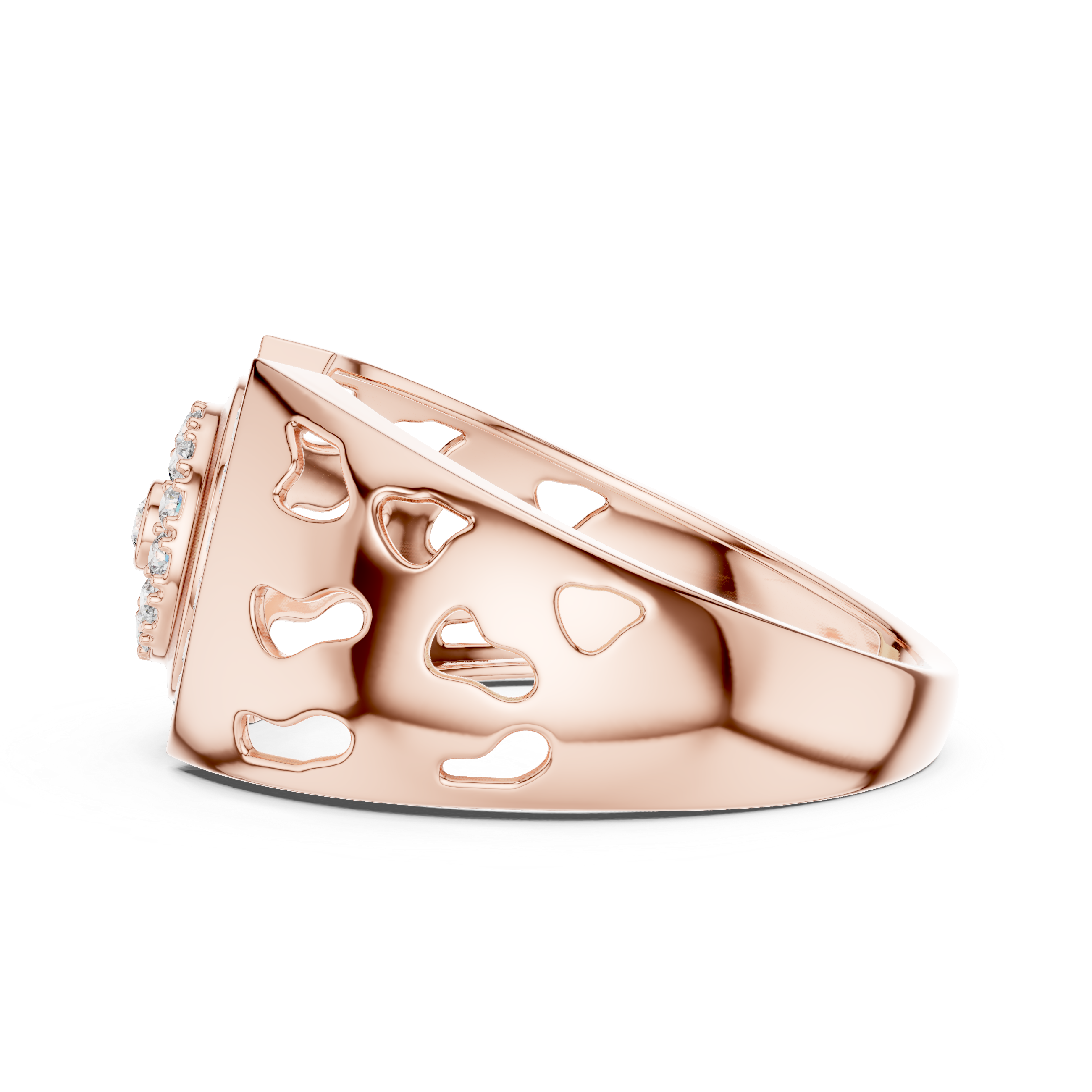 Gold Ring with Diamond Spiral Halo Design