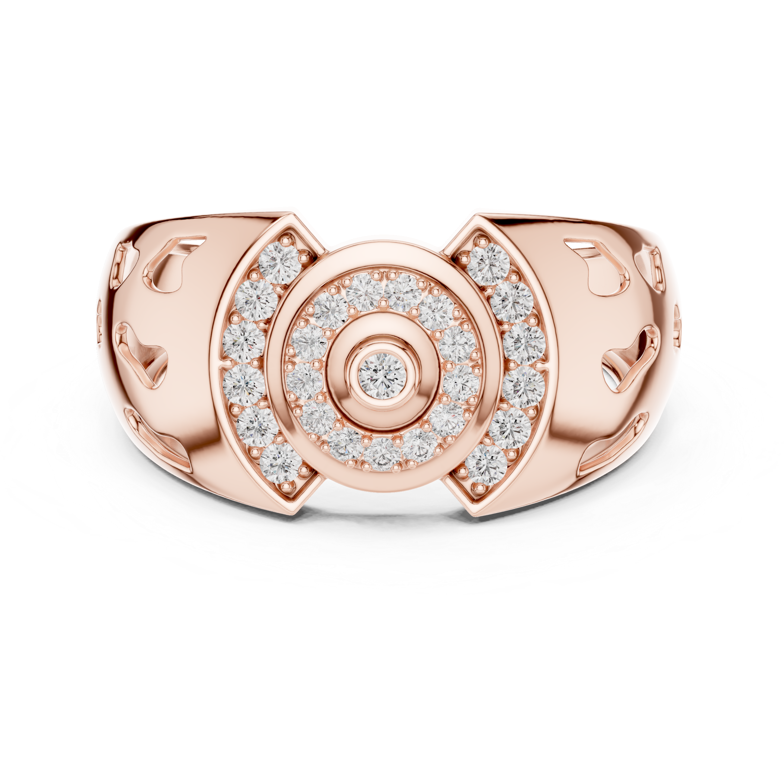 Gold Ring with Diamond Spiral Halo Design