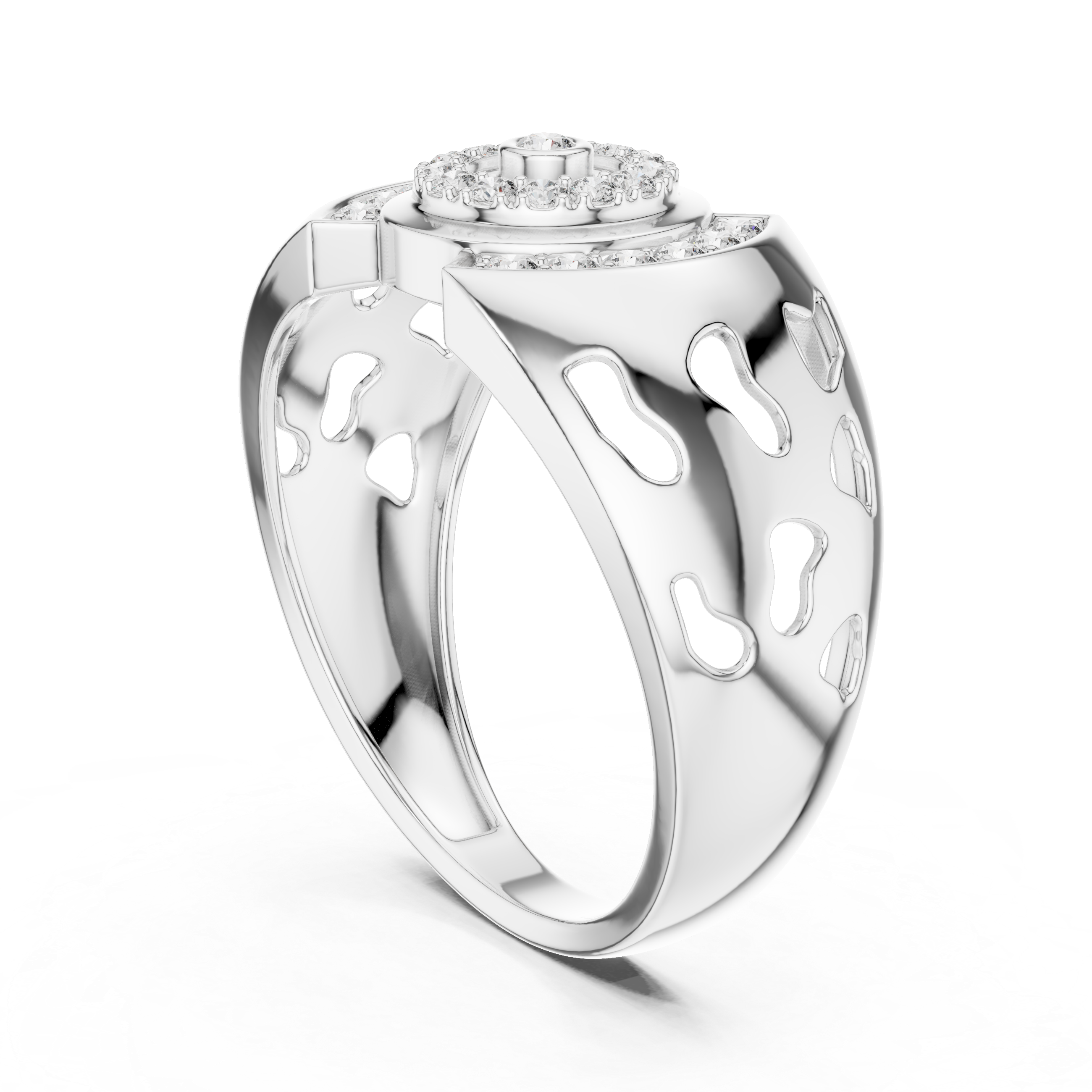 Gold Ring with Diamond Spiral Halo Design