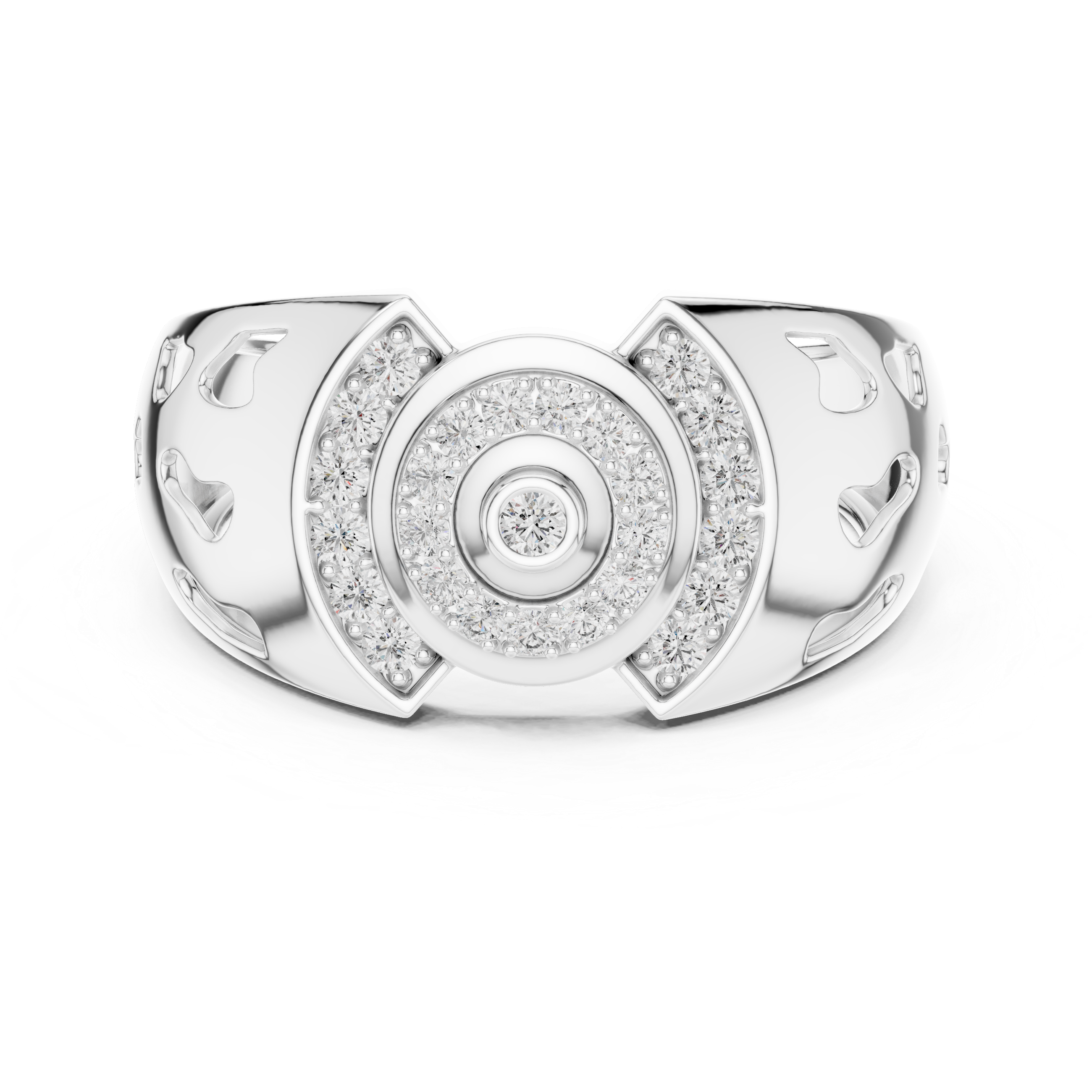 Gold Ring with Diamond Spiral Halo Design