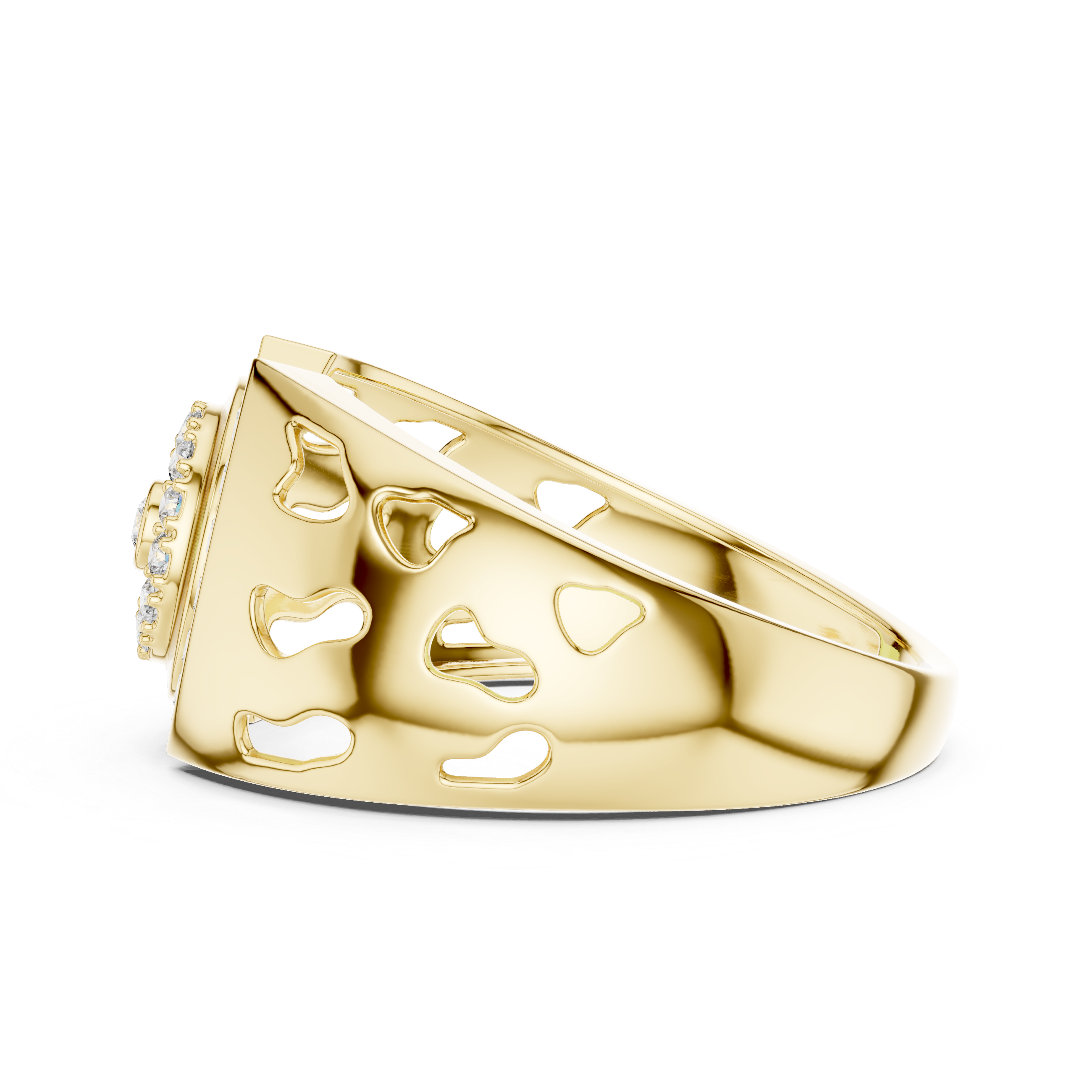 Gold Ring with Diamond Spiral Halo Design