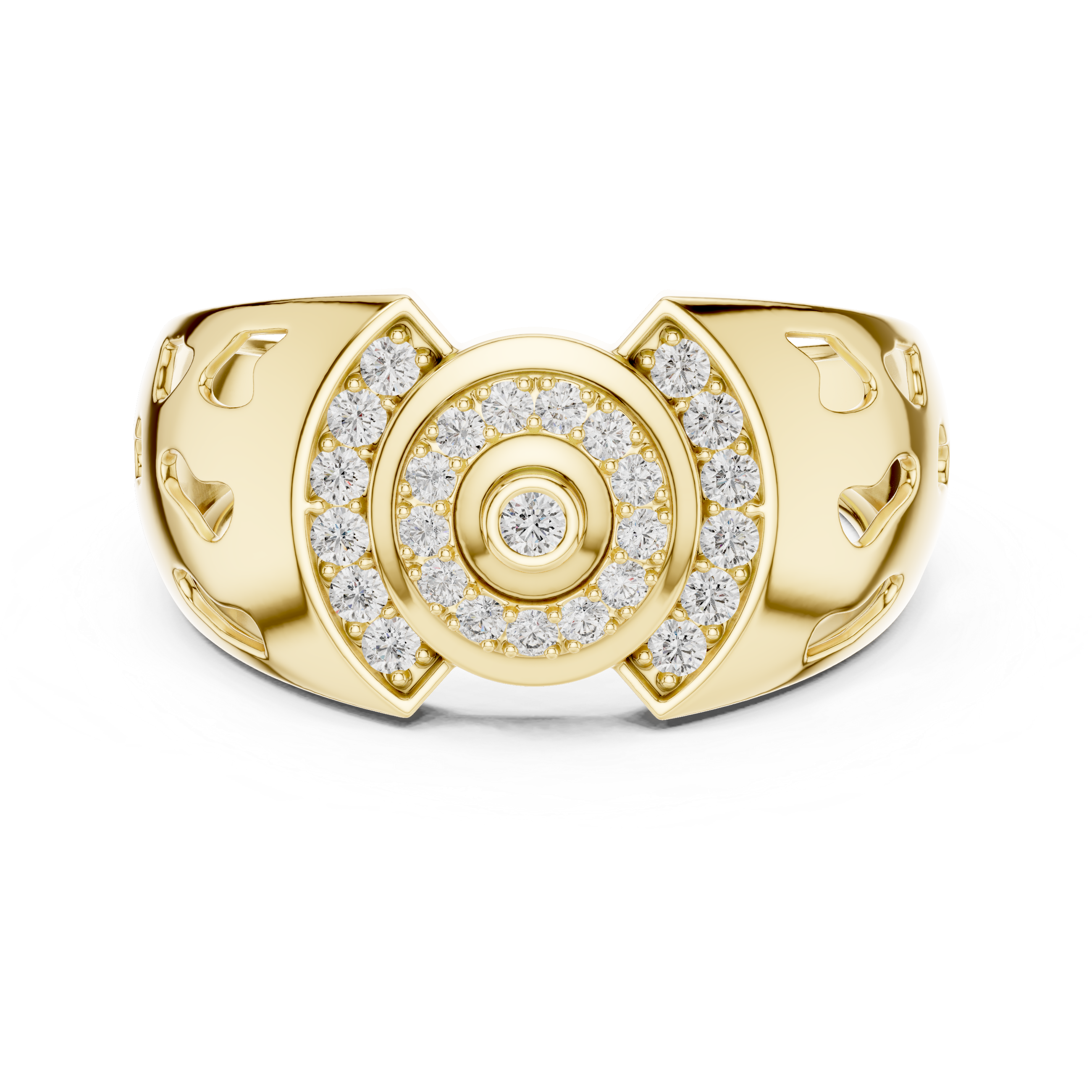 Gold Ring with Diamond Spiral Halo Design