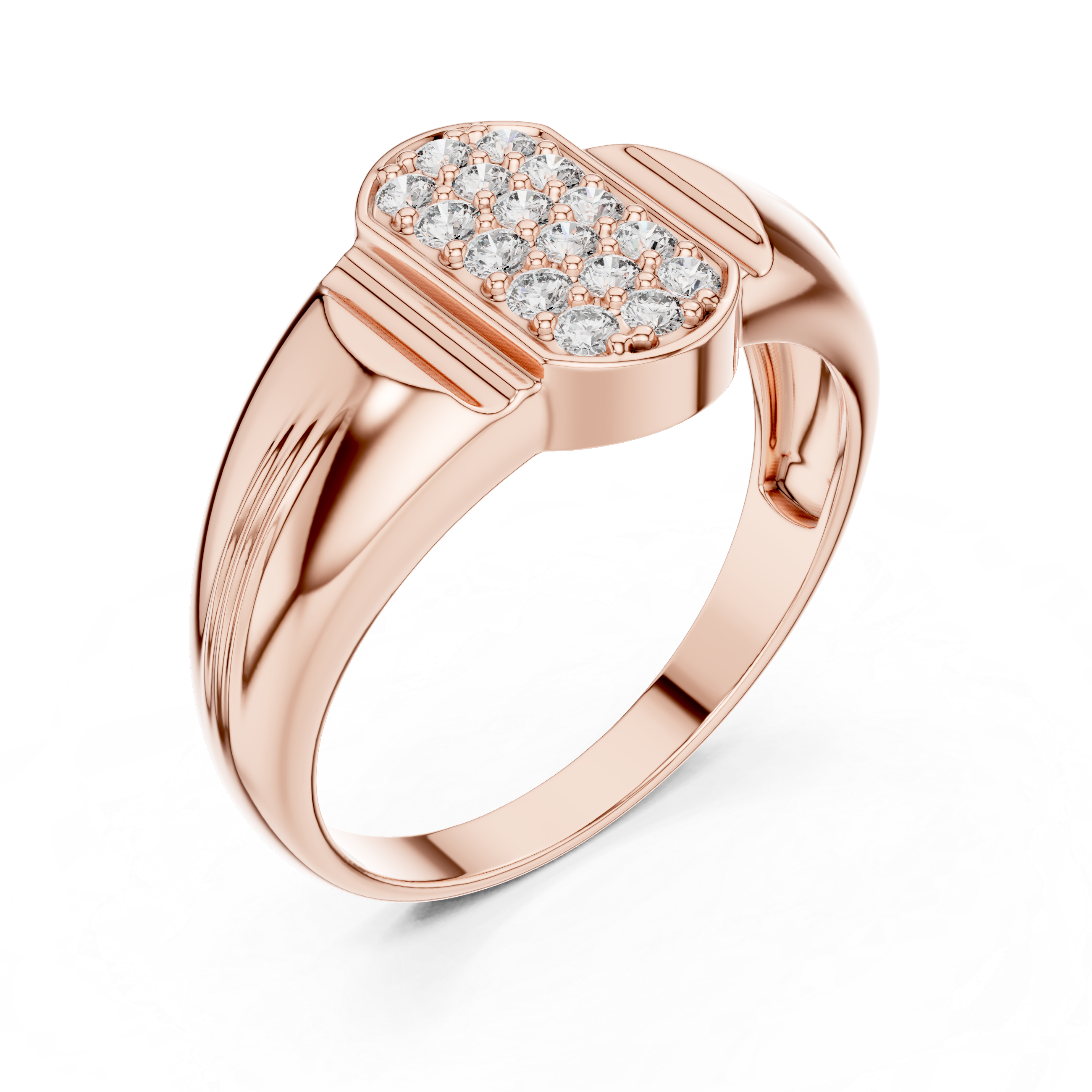 Masculine Rose Gold Ring with Brilliant Diamond Detail