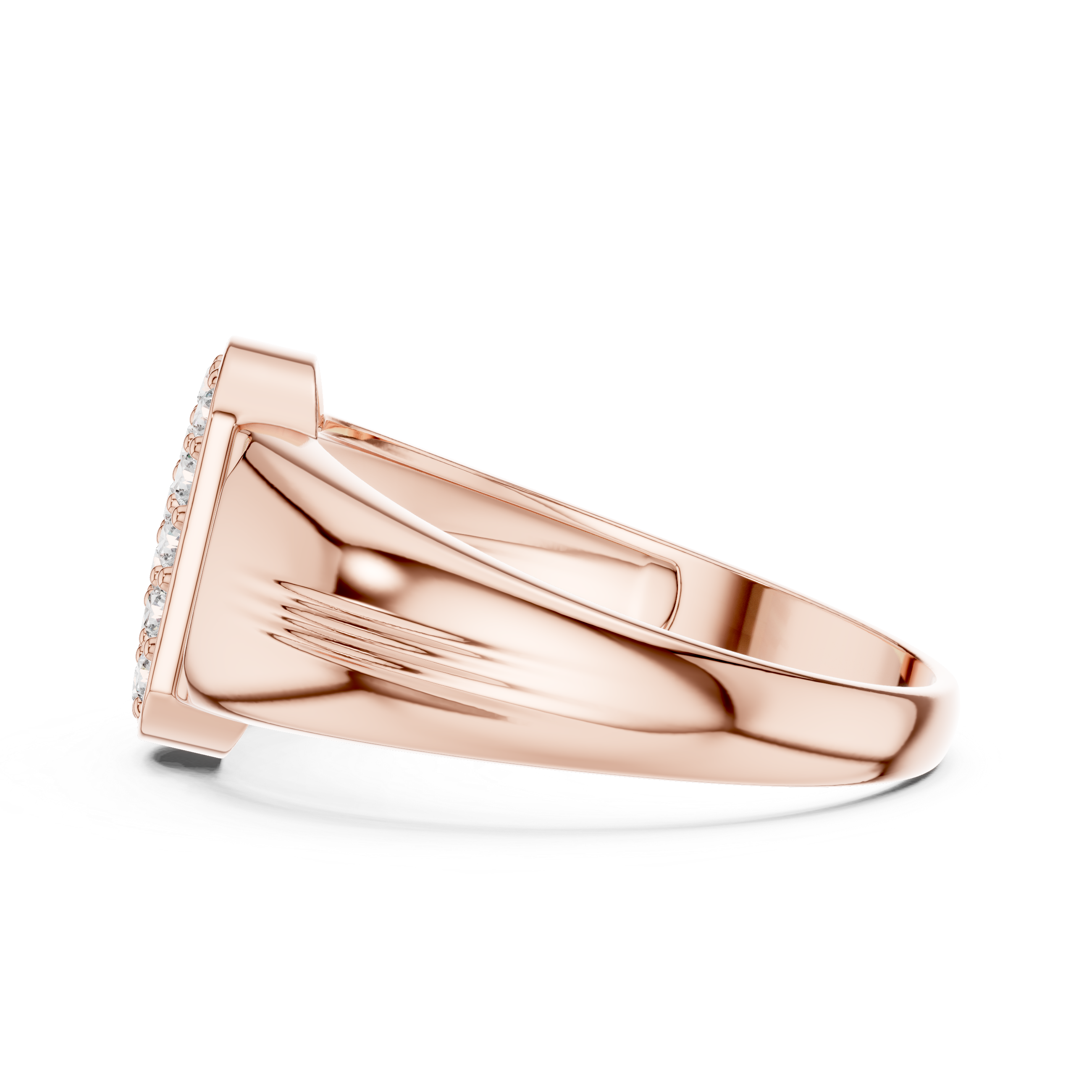 Masculine Rose Gold Ring with Brilliant Diamond Detail