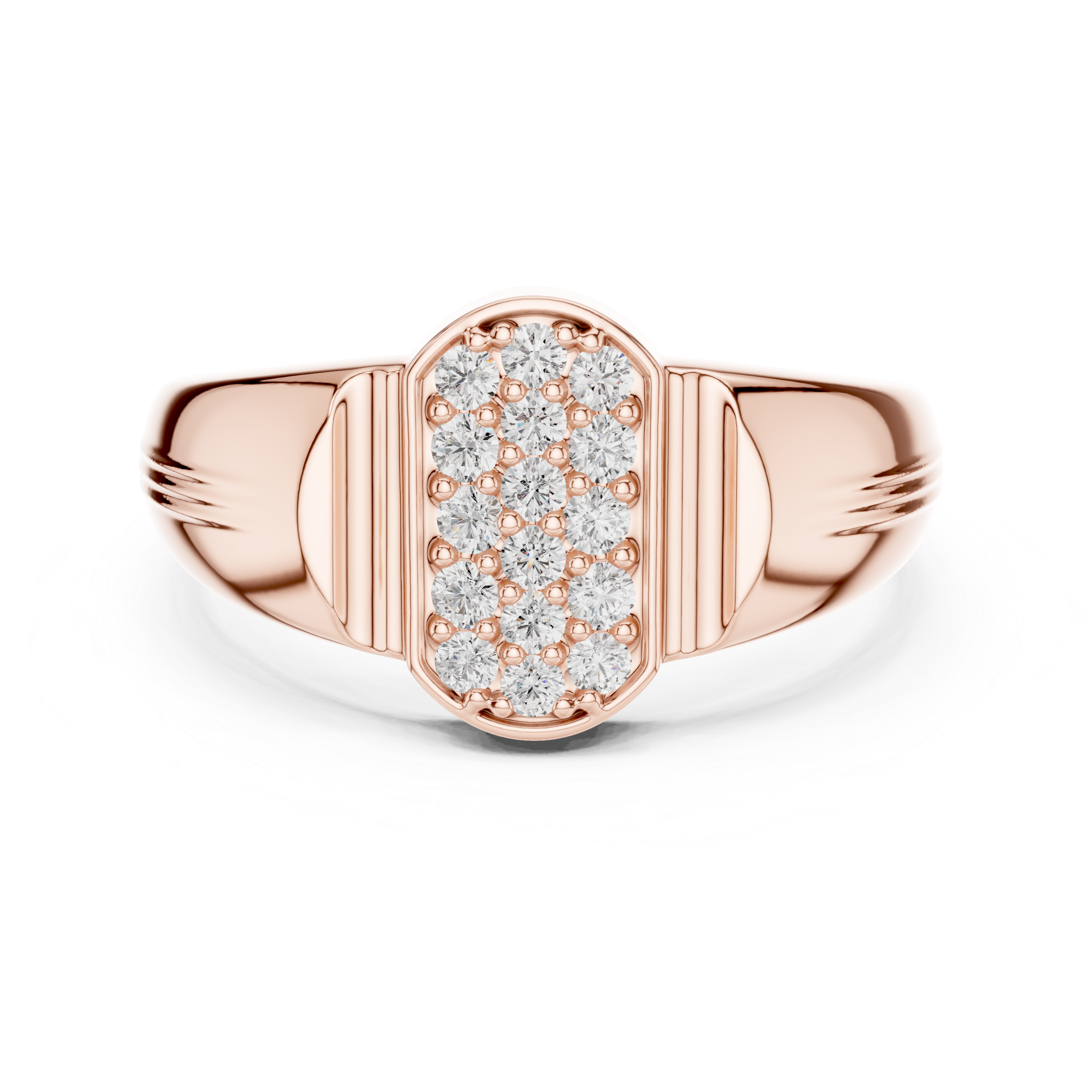 Masculine Rose Gold Ring with Brilliant Diamond Detail