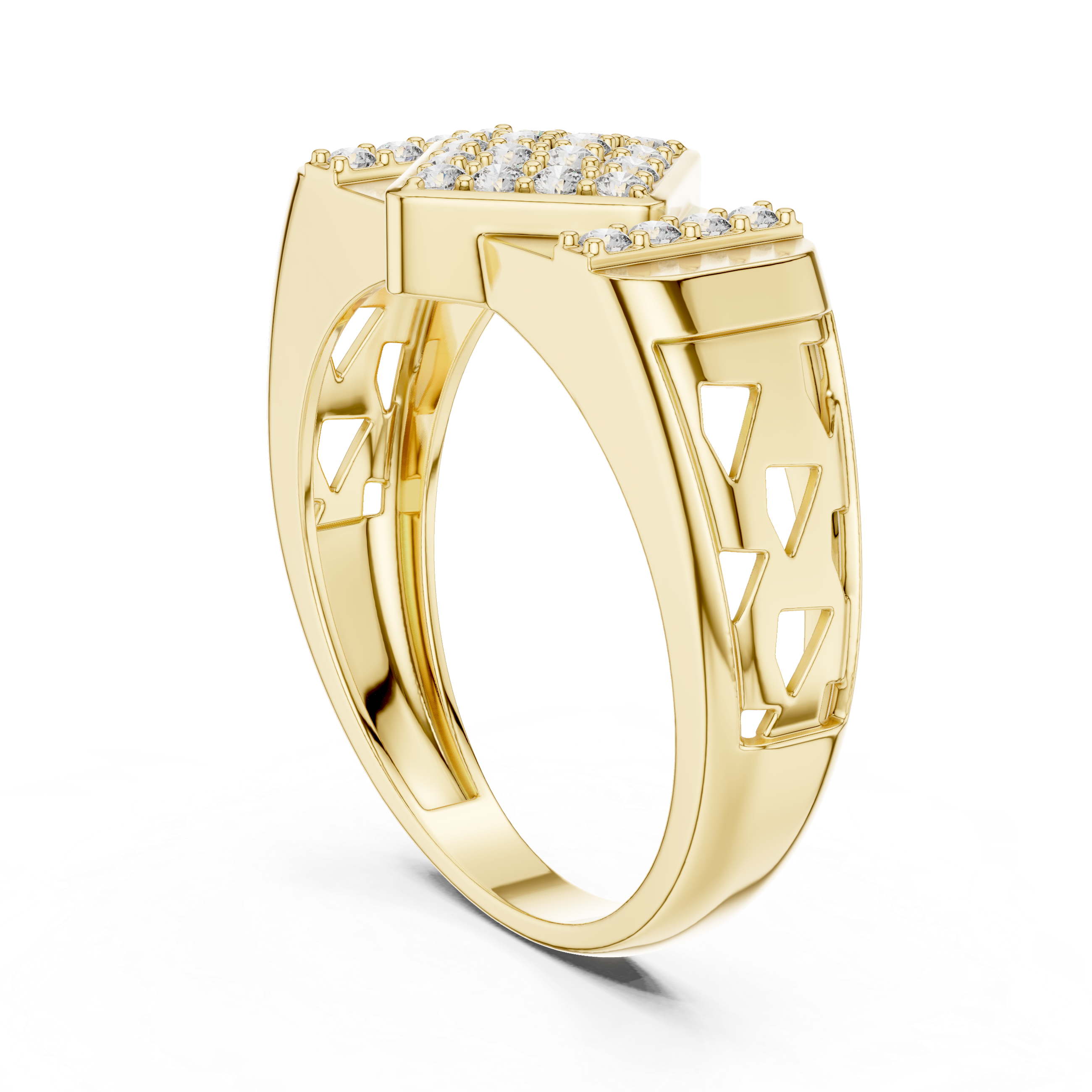 Designer Gold Band with Intricate Diamond Detailing