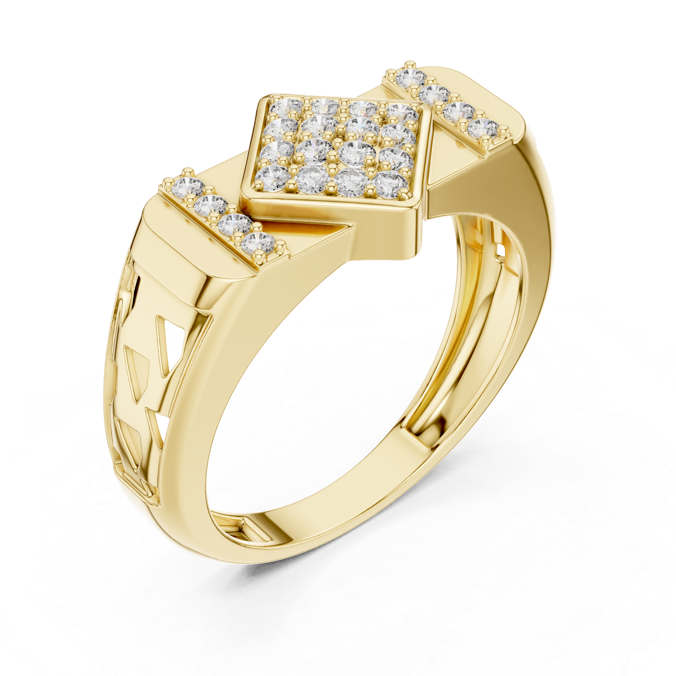 Designer Gold Band with Intricate Diamond Detailing