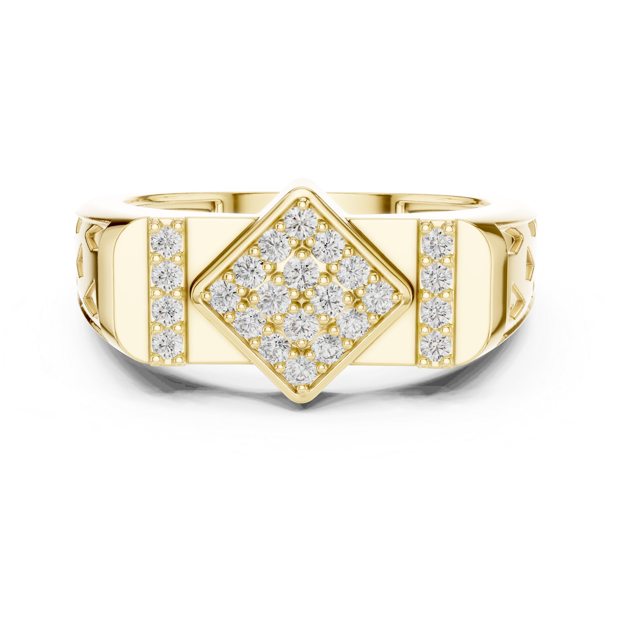 Designer Gold Band with Intricate Diamond Detailing