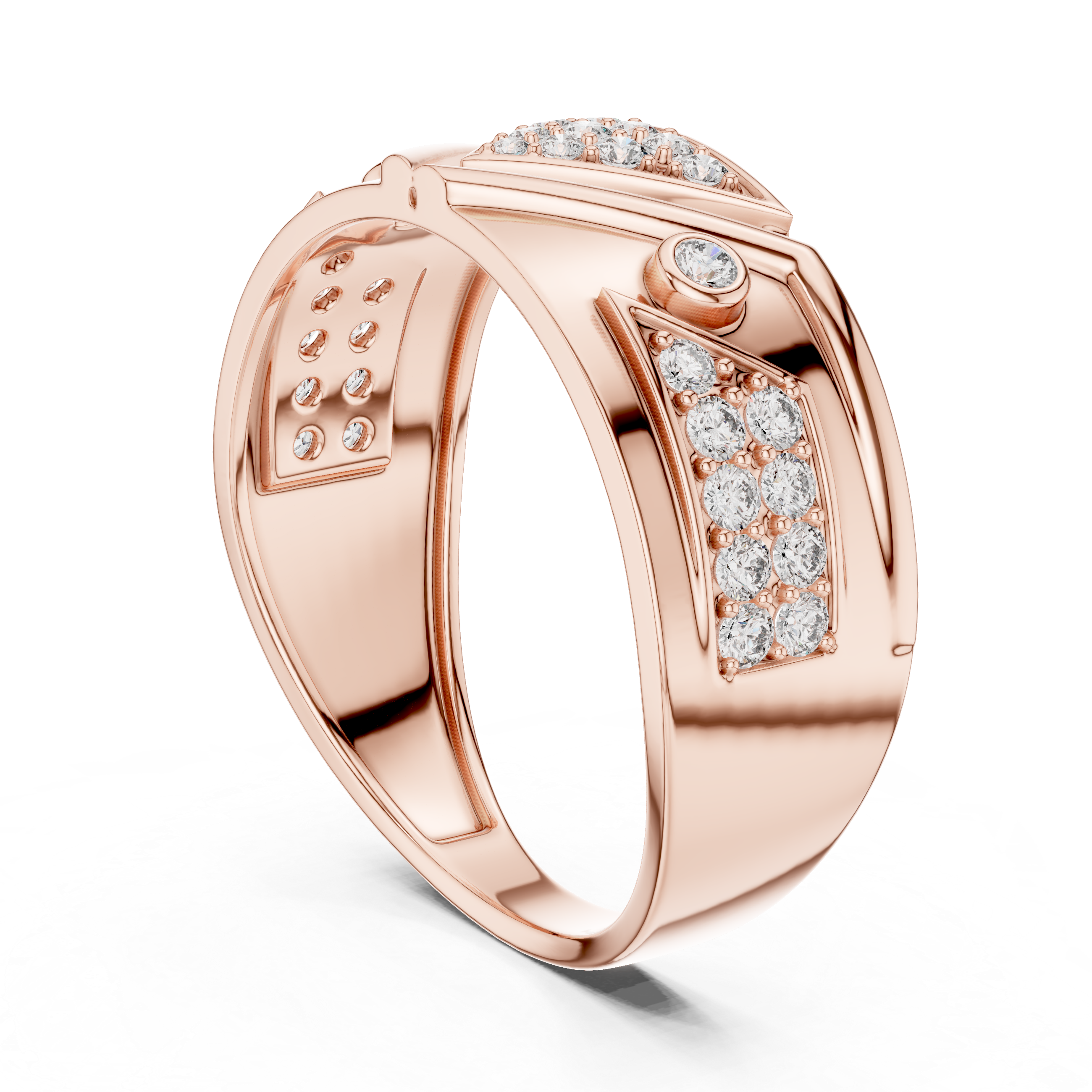 Stylish Yellow Gold Ring Featuring Clustered Diamonds