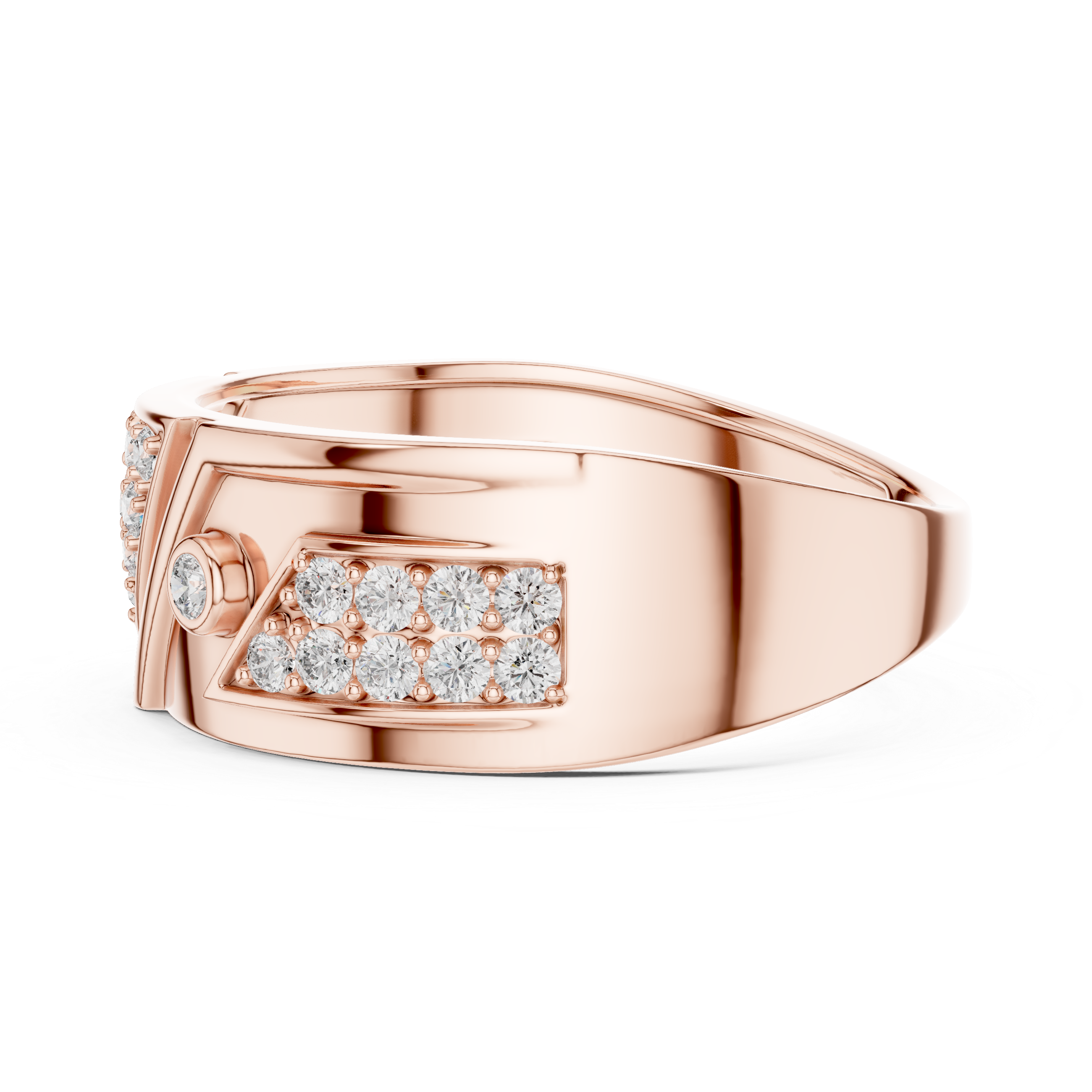 Stylish Yellow Gold Ring Featuring Clustered Diamonds
