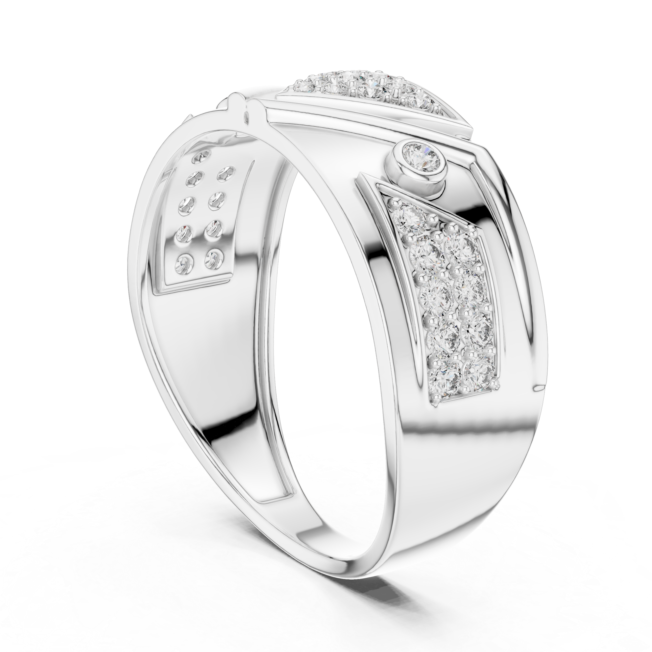 Stylish Yellow Gold Ring Featuring Clustered Diamonds