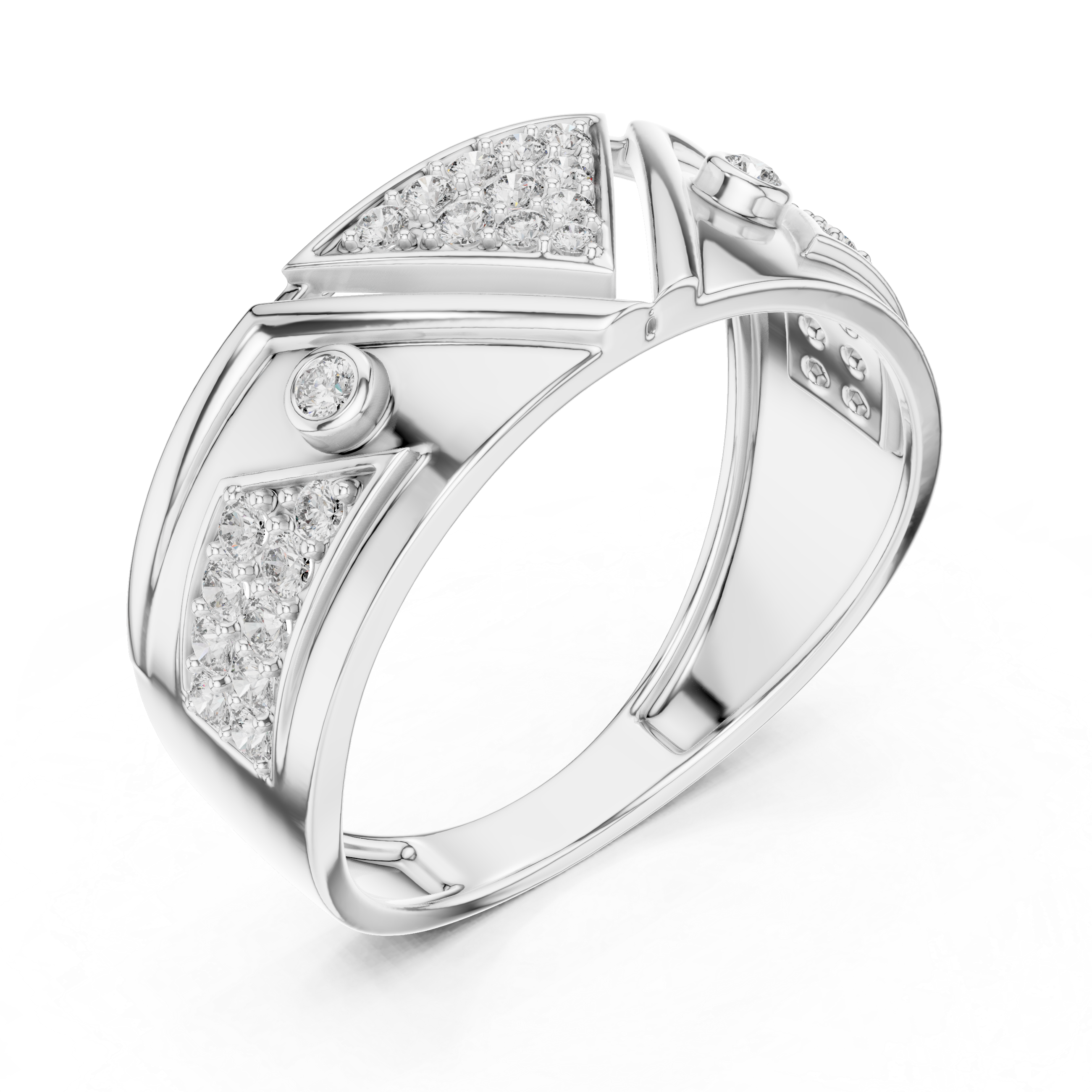 Stylish Yellow Gold Ring Featuring Clustered Diamonds