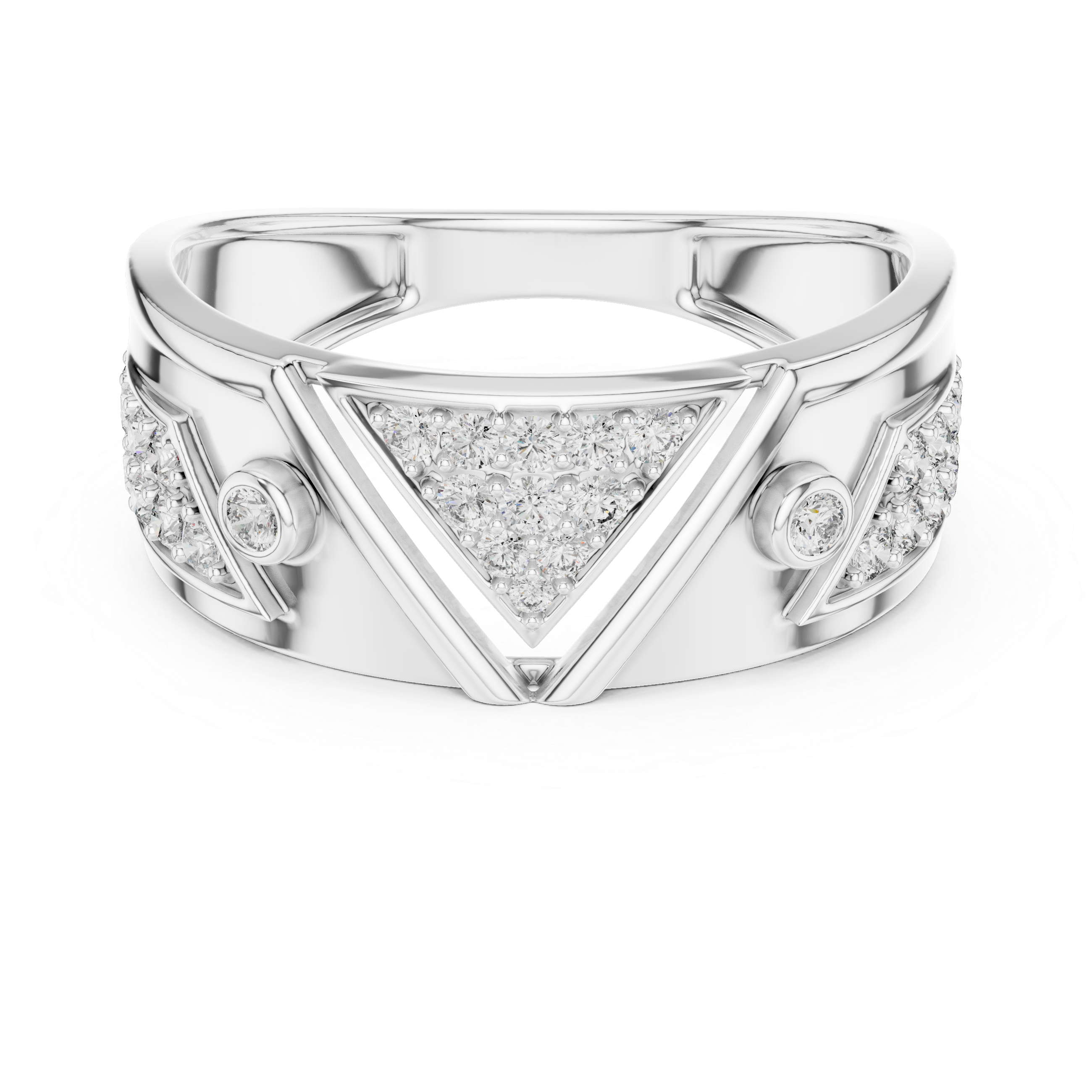 Stylish Yellow Gold Ring Featuring Clustered Diamonds