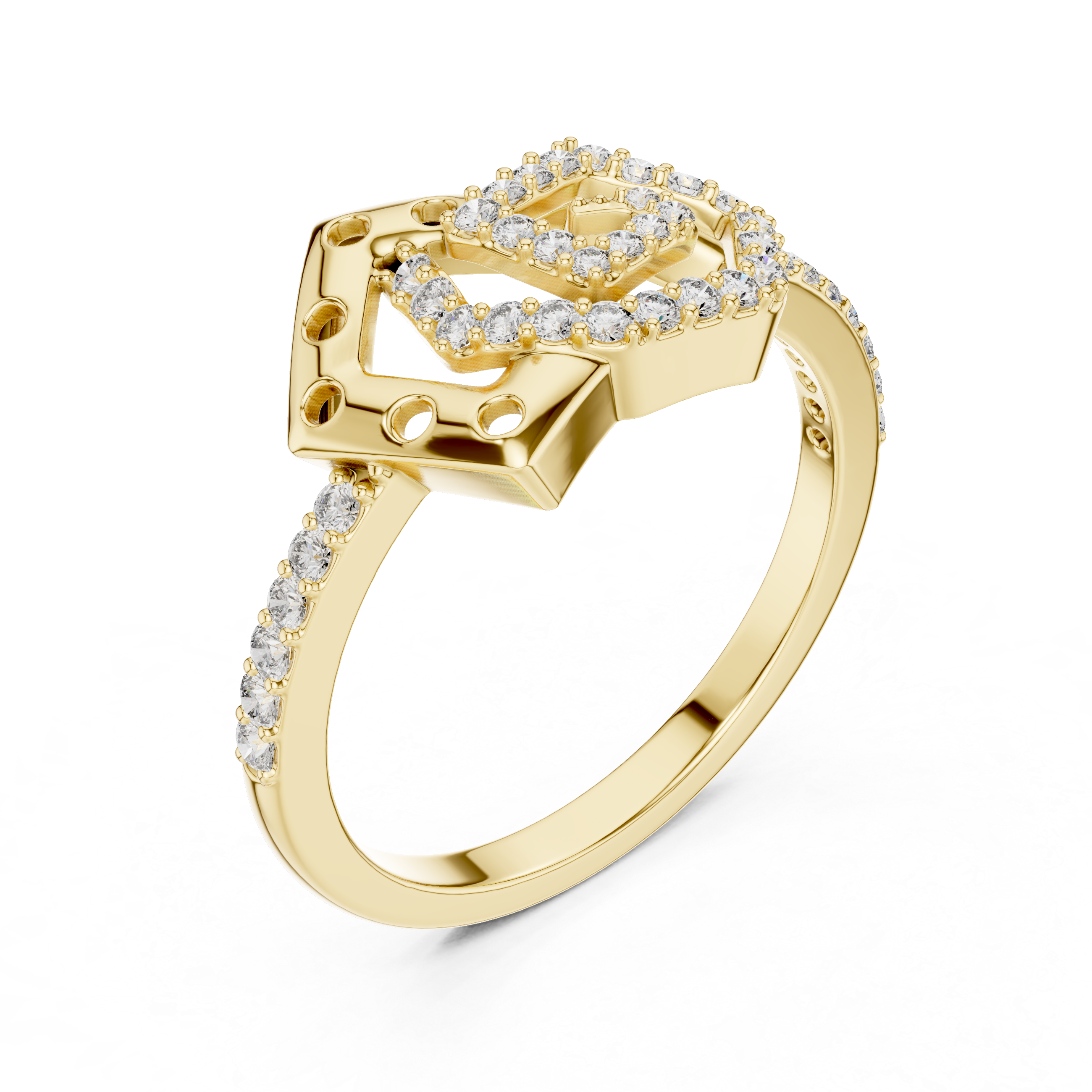 Radiant Shield Diamond Ring