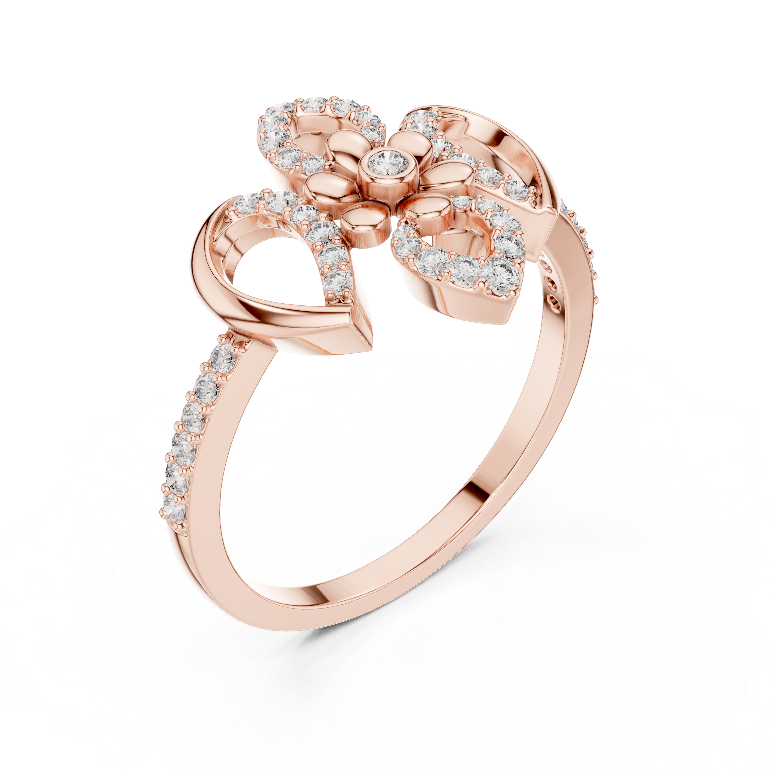 Emphasizing the shimmering leaf-like petal design.