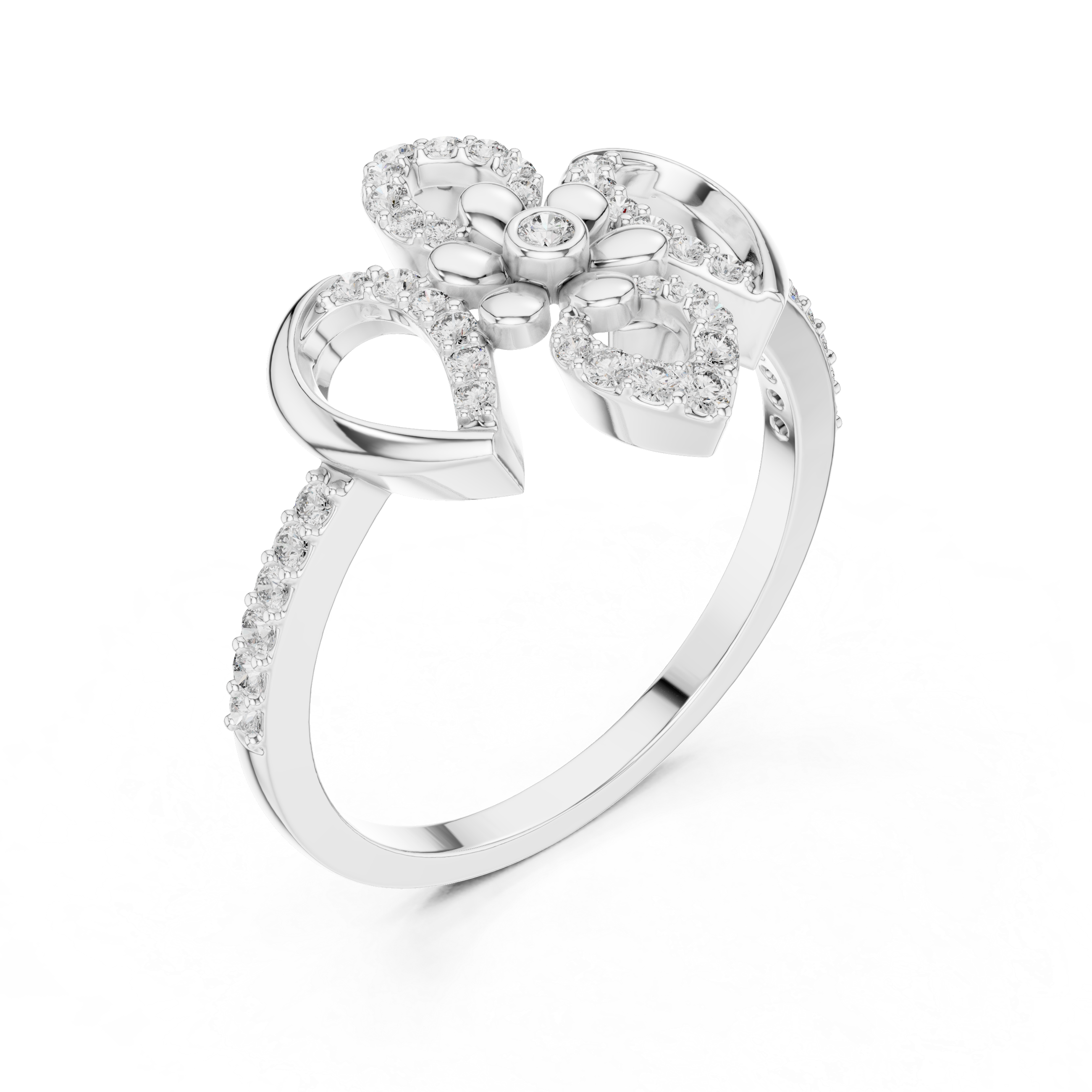 Emphasizing the shimmering leaf-like petal design.