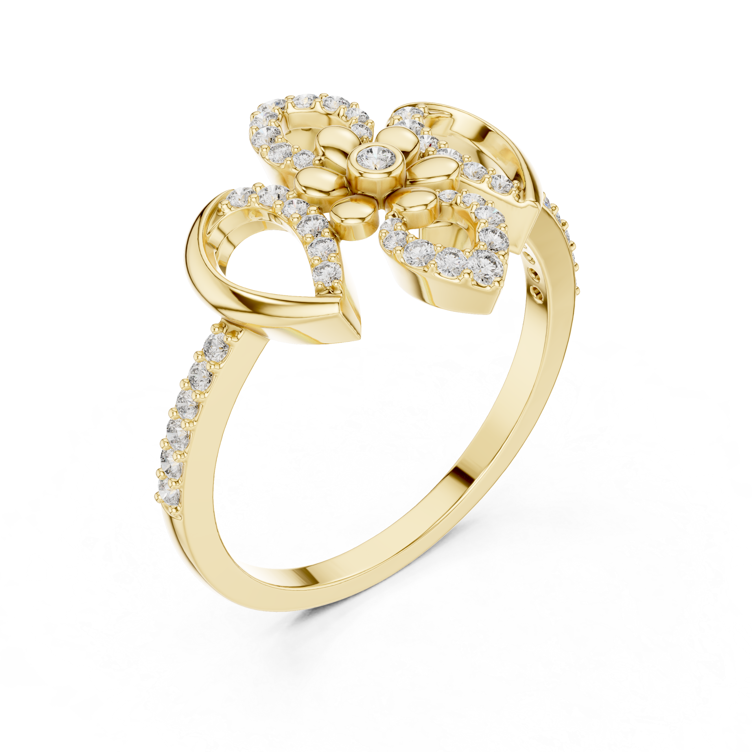 Emphasizing the shimmering leaf-like petal design.