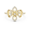 Emphasizing the shimmering leaf-like petal design.