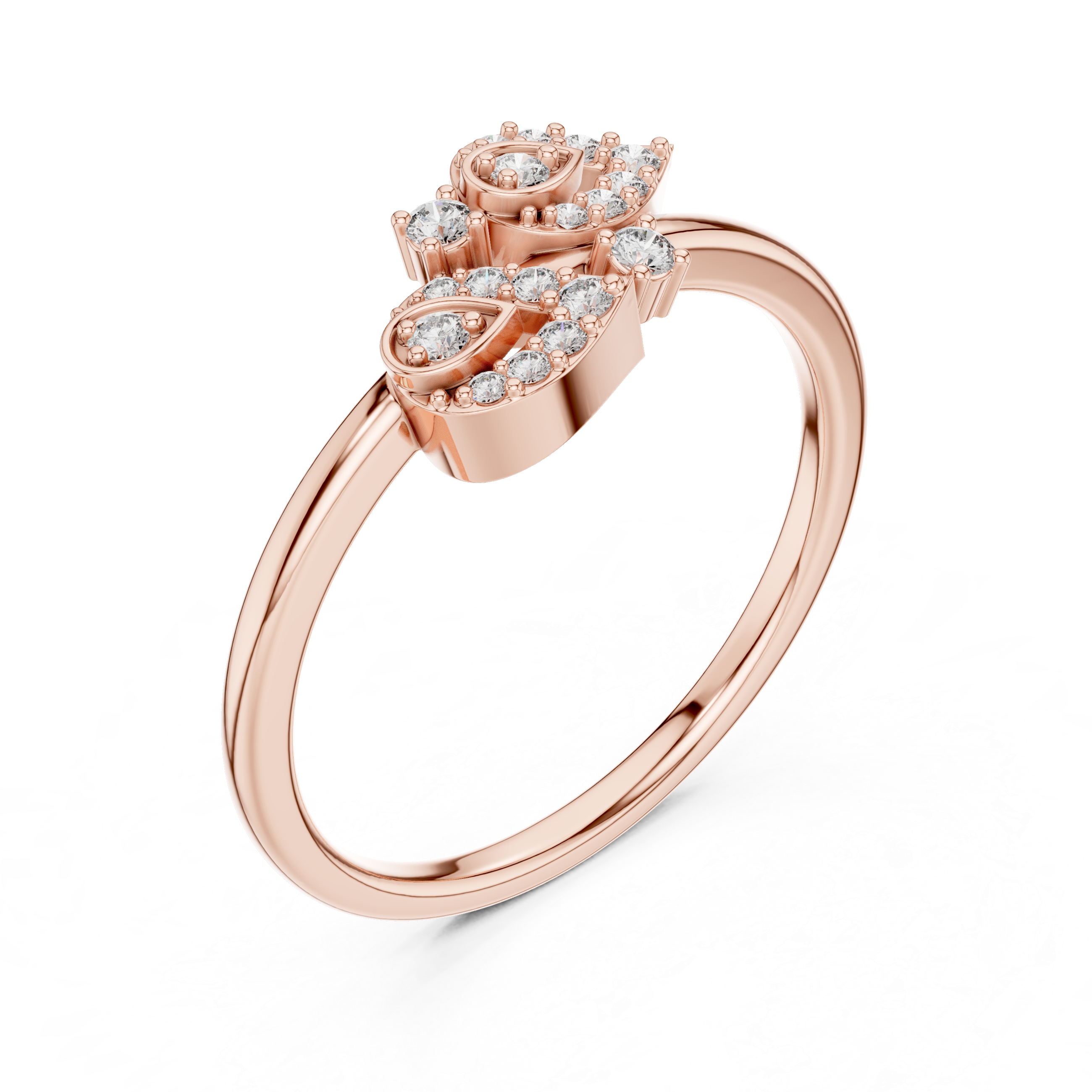 Twin Teardrop Embrace Ring