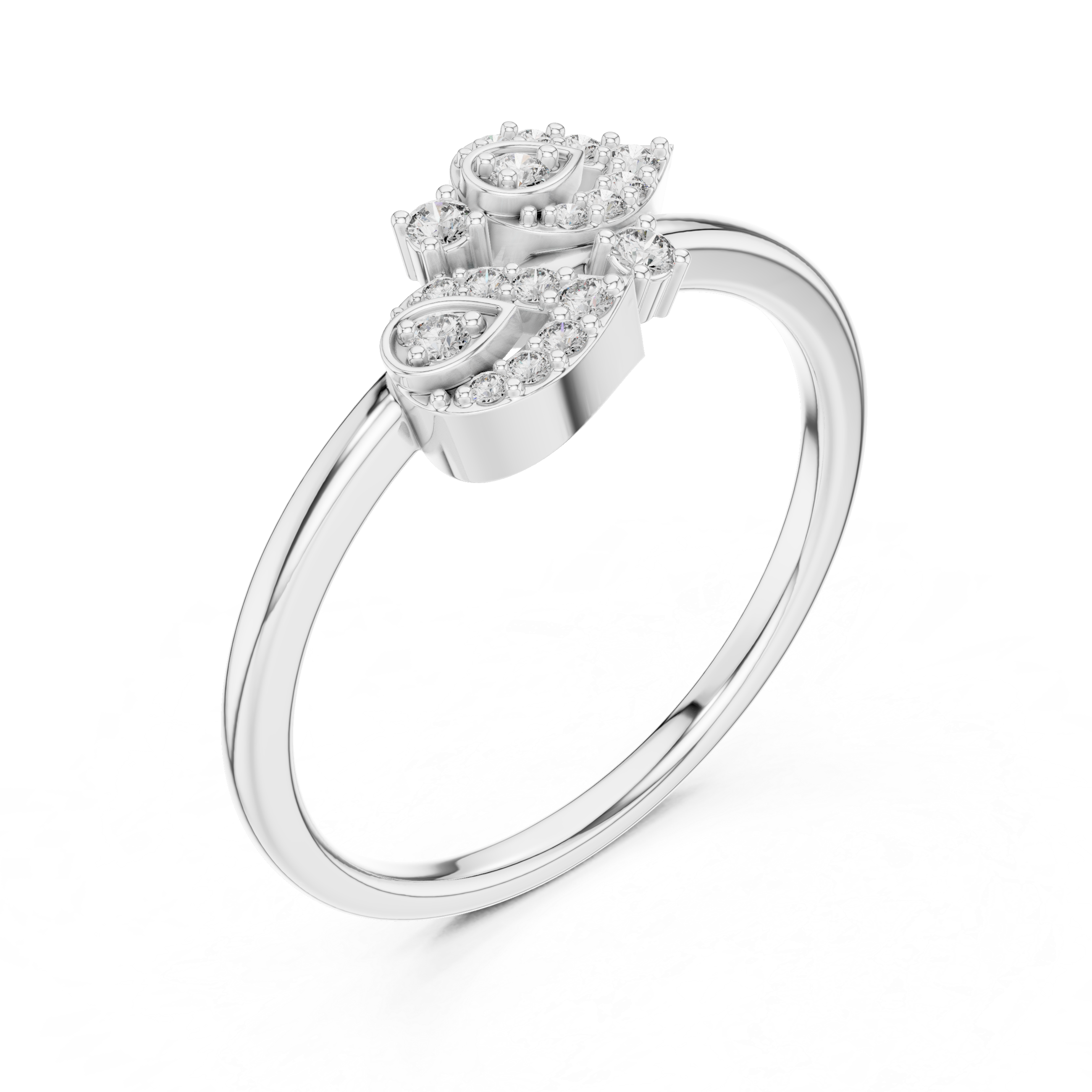 Twin Teardrop Embrace Ring