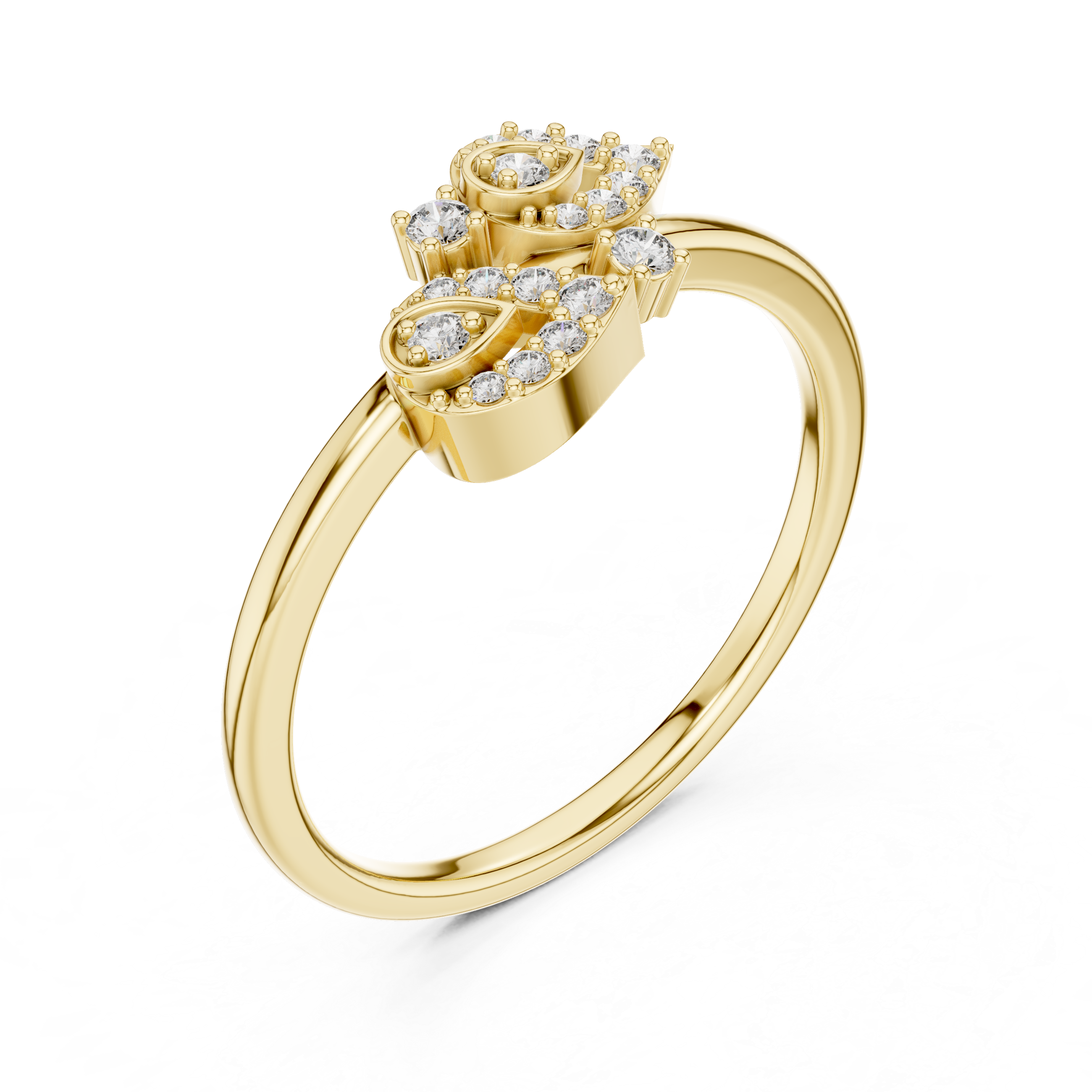 Twin Teardrop Embrace Ring