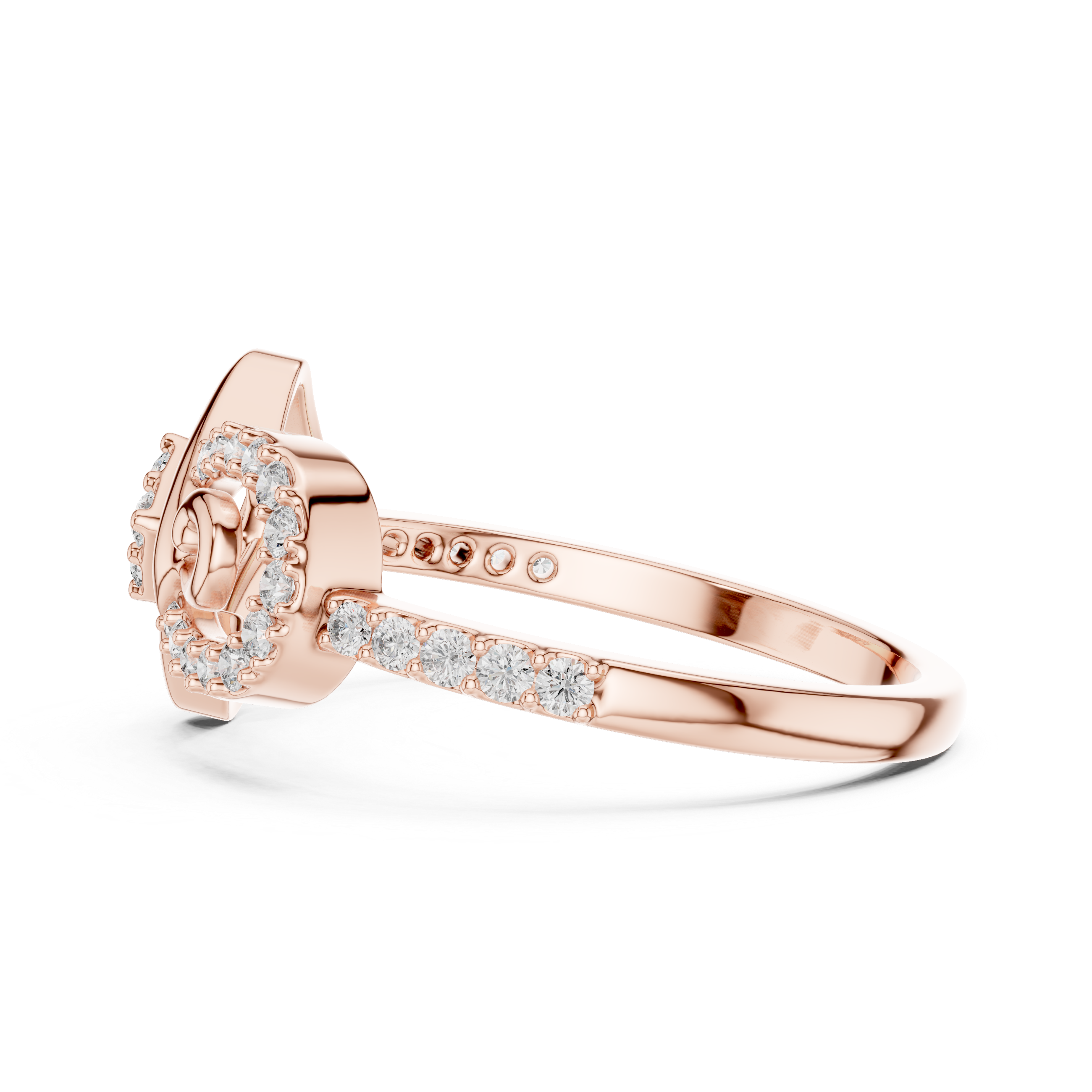 Rose Gold Diamond Ring with Modern Geometric Design