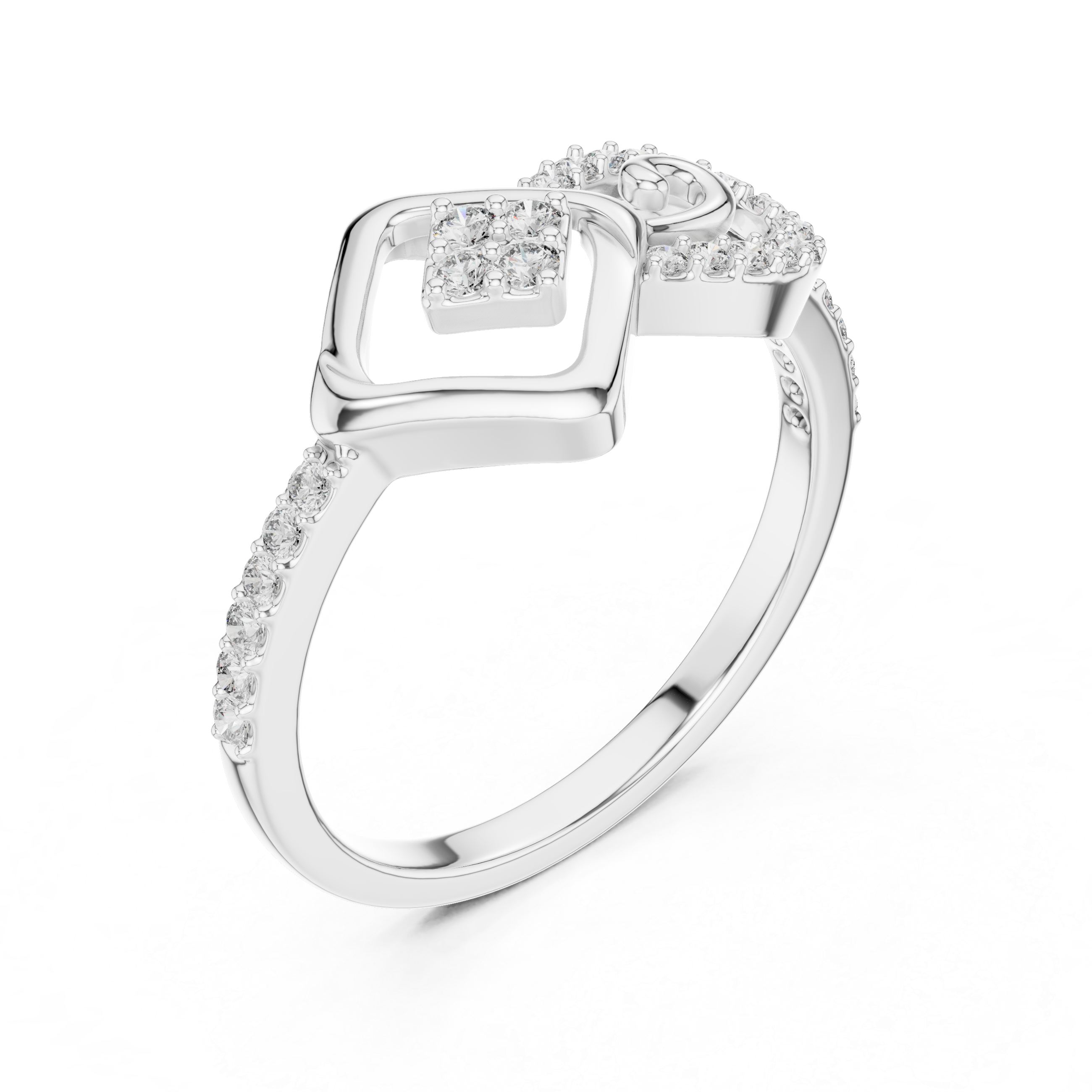 Rose Gold Diamond Ring with Modern Geometric Design