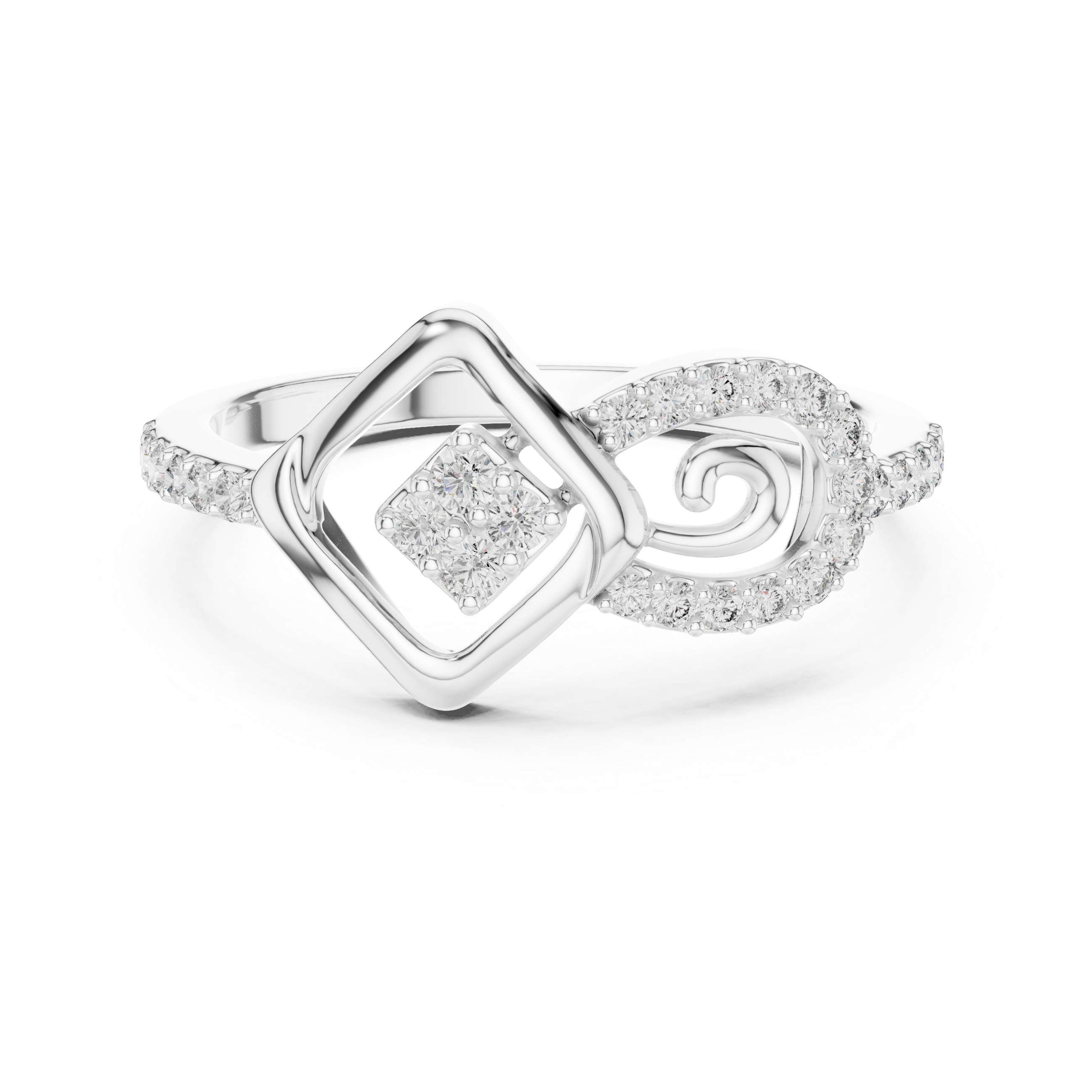 Rose Gold Diamond Ring with Modern Geometric Design