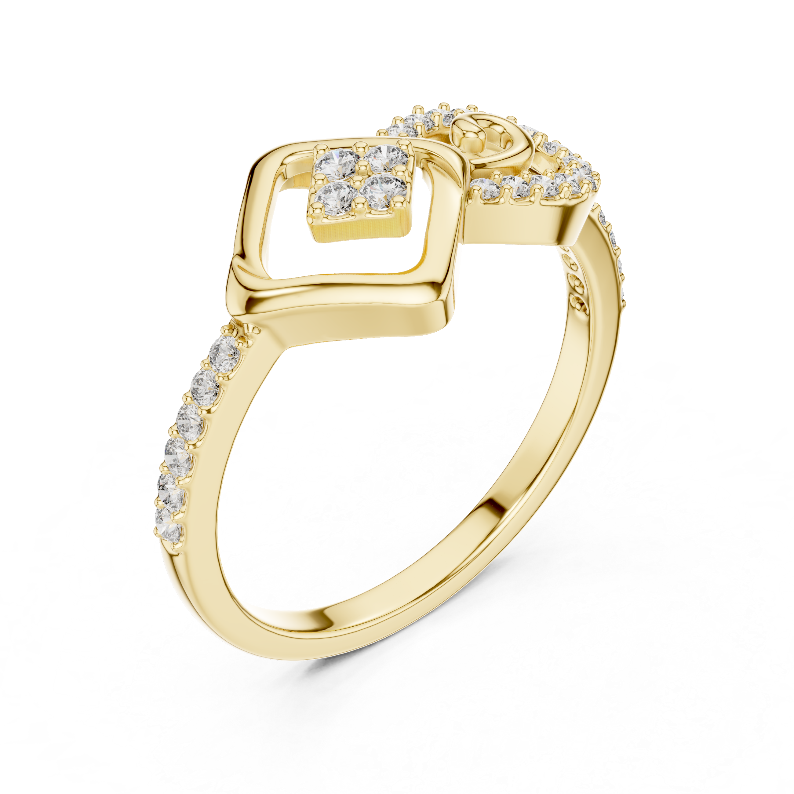 Rose Gold Diamond Ring with Modern Geometric Design