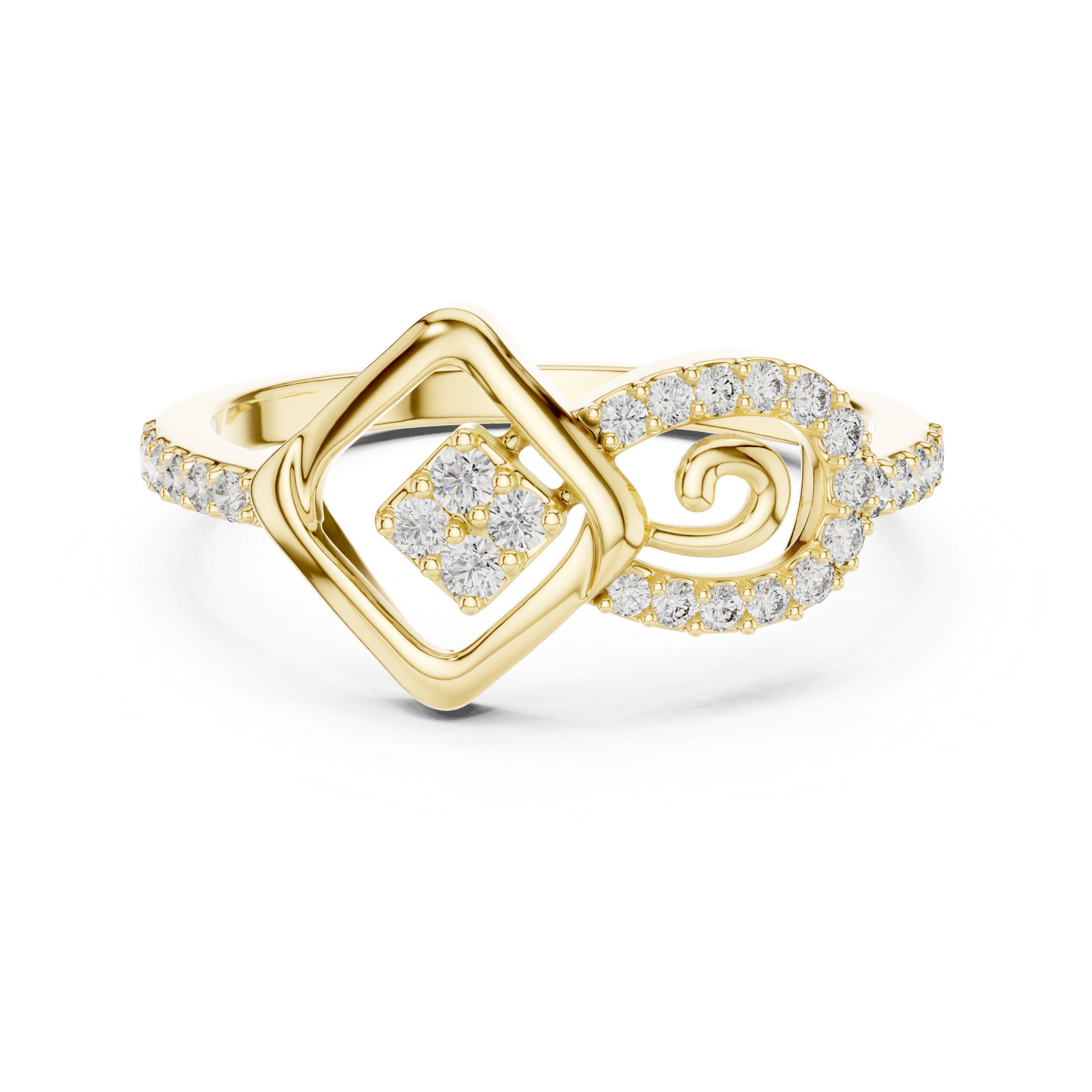 Rose Gold Diamond Ring with Modern Geometric Design