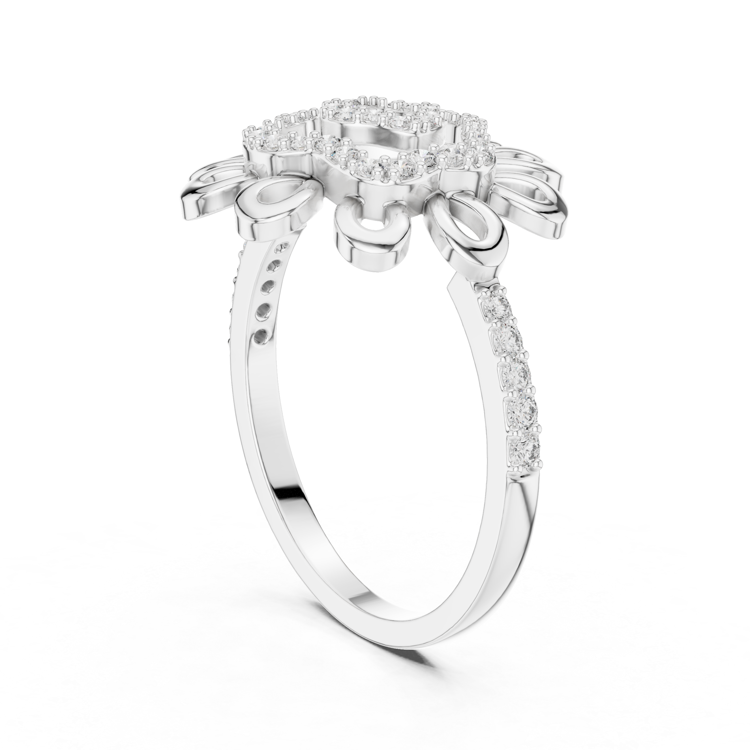 Floral-Inspired Rose Gold Diamond Ring with Intricate Petal Design