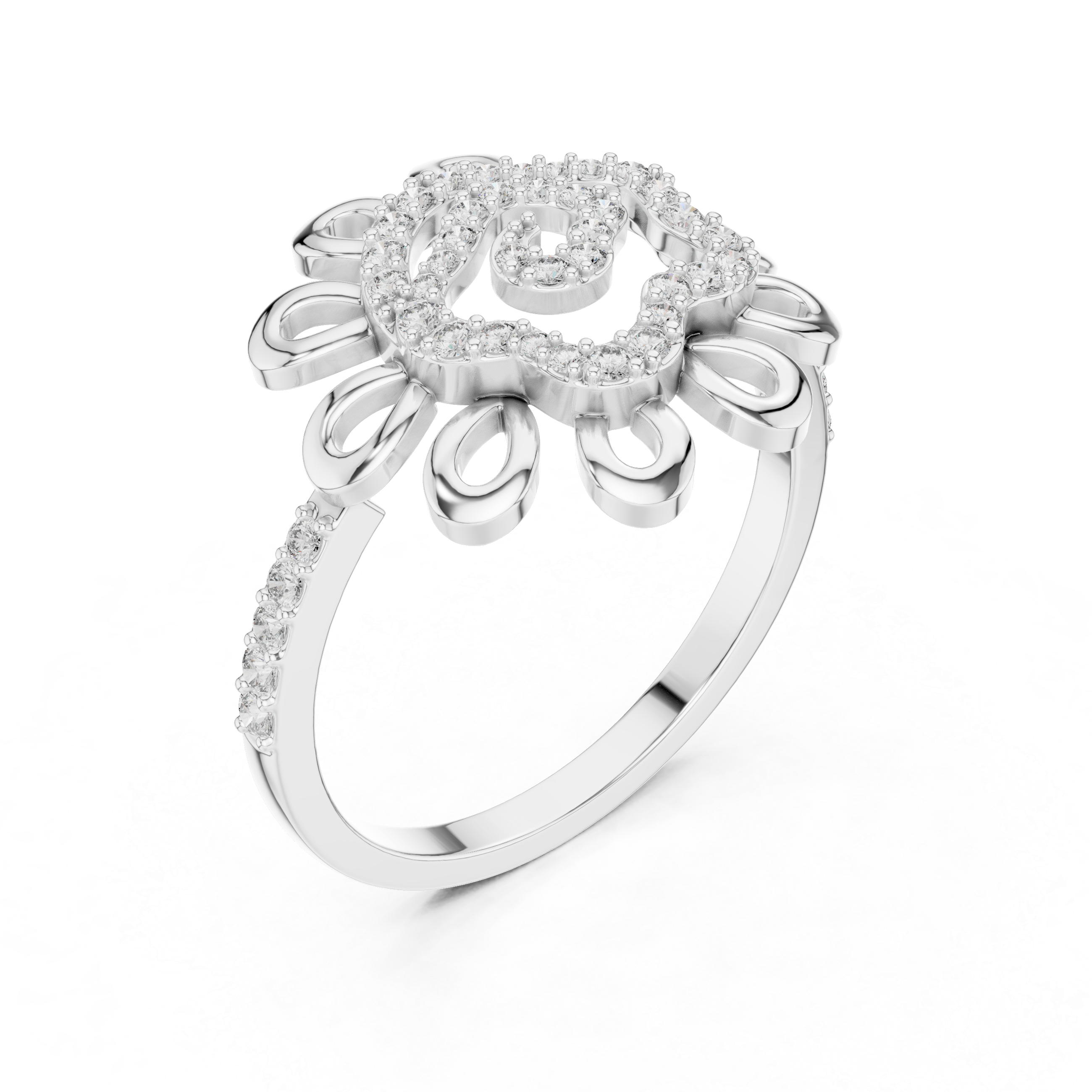 Floral-Inspired Rose Gold Diamond Ring with Intricate Petal Design