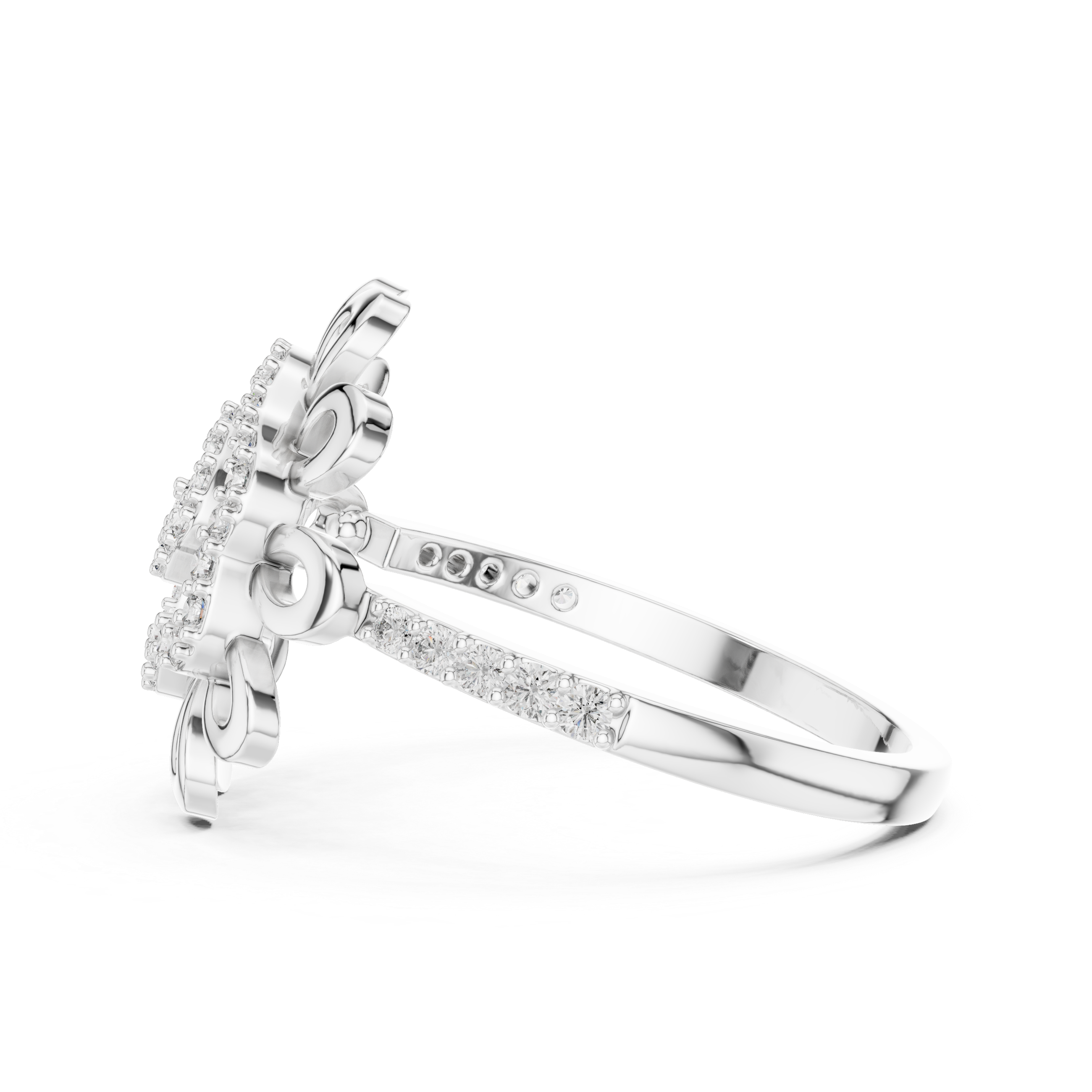 Floral-Inspired Rose Gold Diamond Ring with Intricate Petal Design