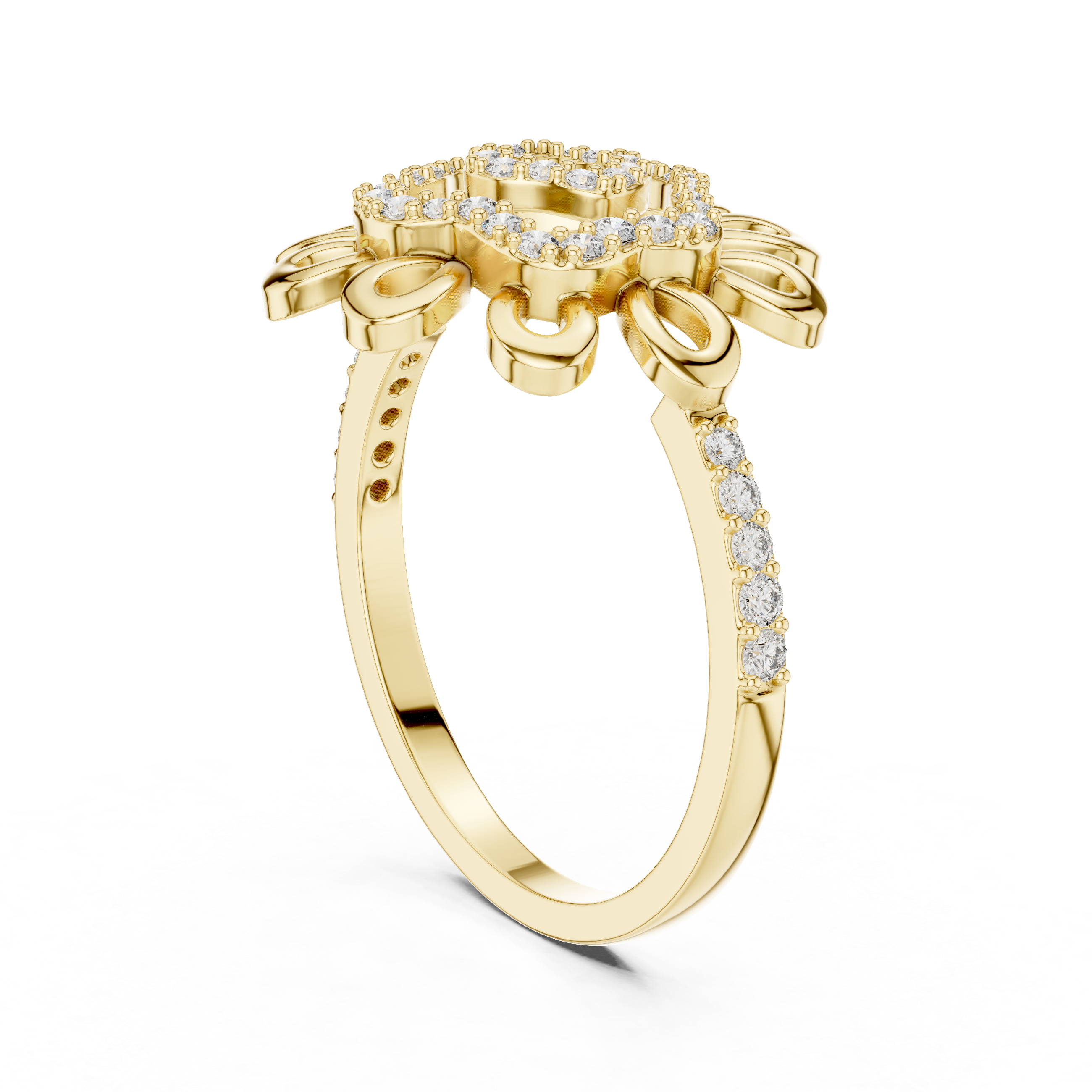 Floral-Inspired Rose Gold Diamond Ring with Intricate Petal Design