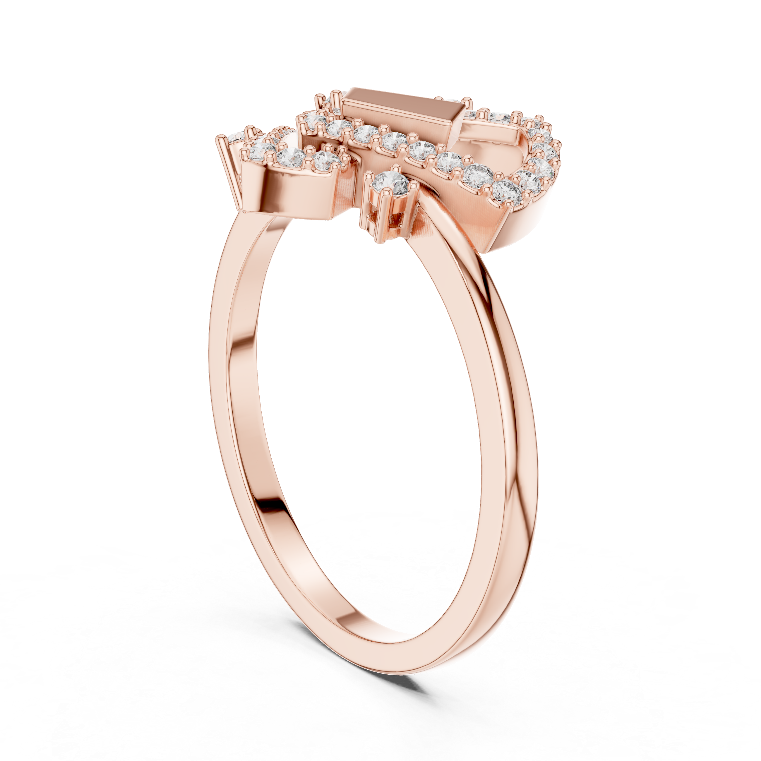 Elegant Yellow Gold Diamond Ring with Geometric Arrowhead Design