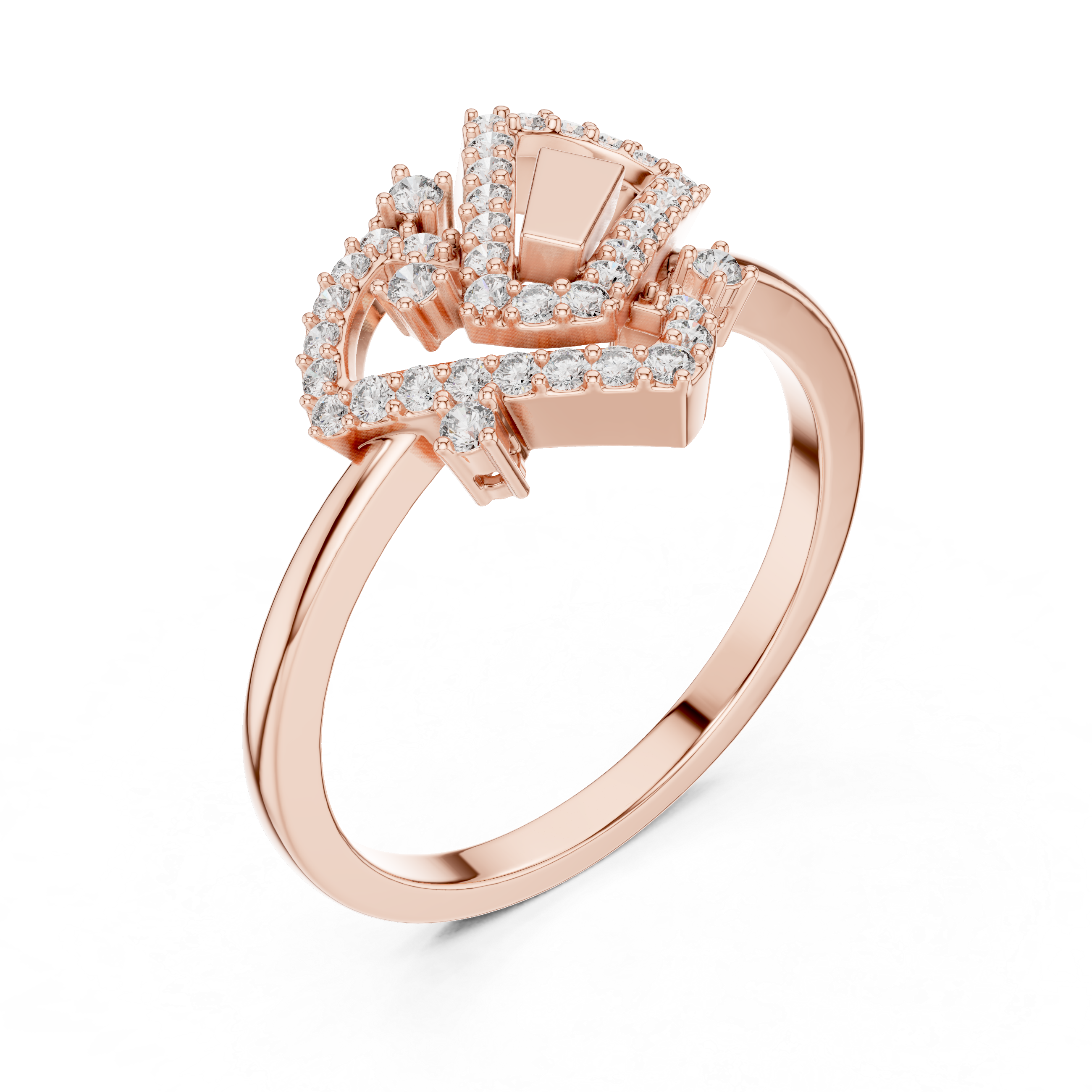 Elegant Yellow Gold Diamond Ring with Geometric Arrowhead Design