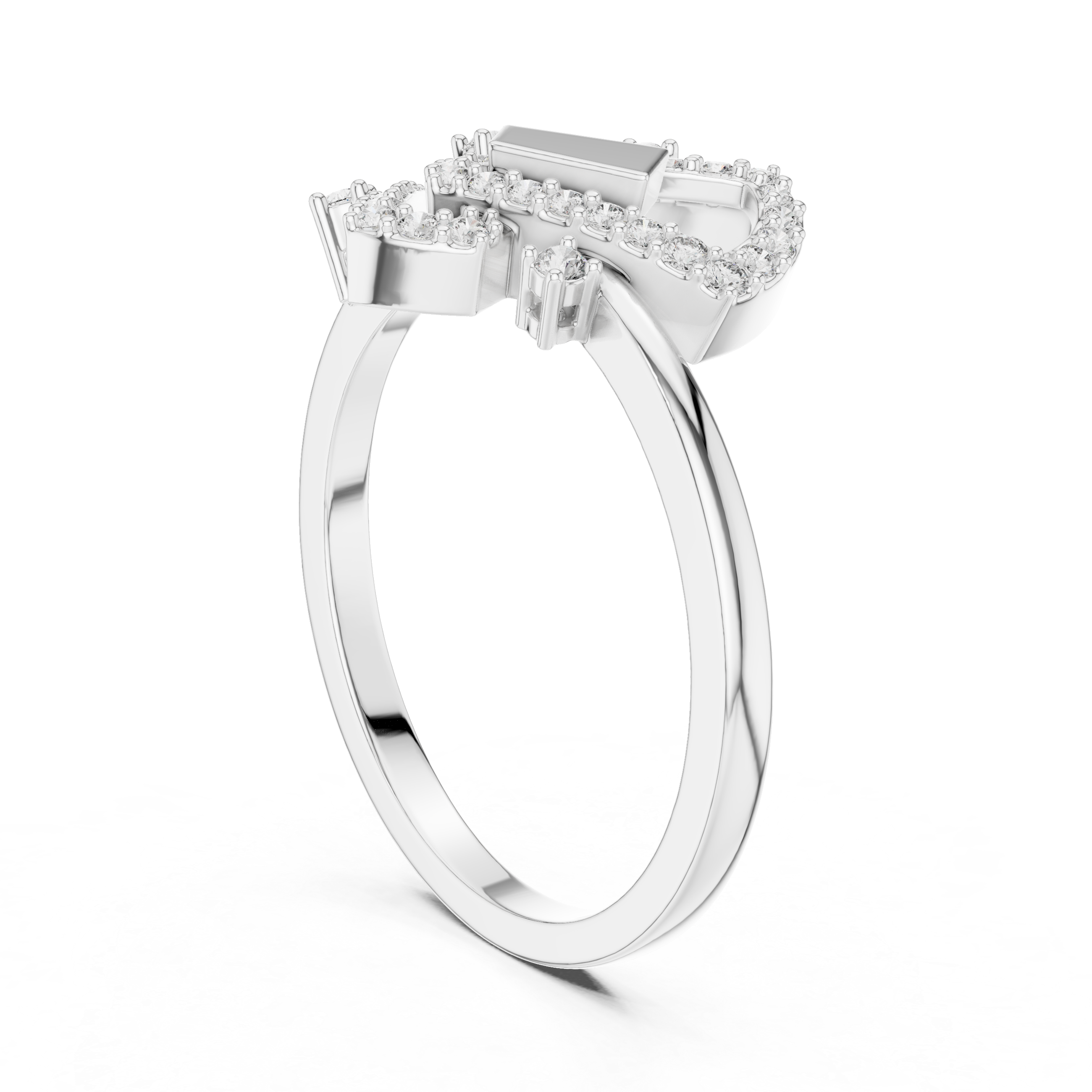 Elegant Yellow Gold Diamond Ring with Geometric Arrowhead Design
