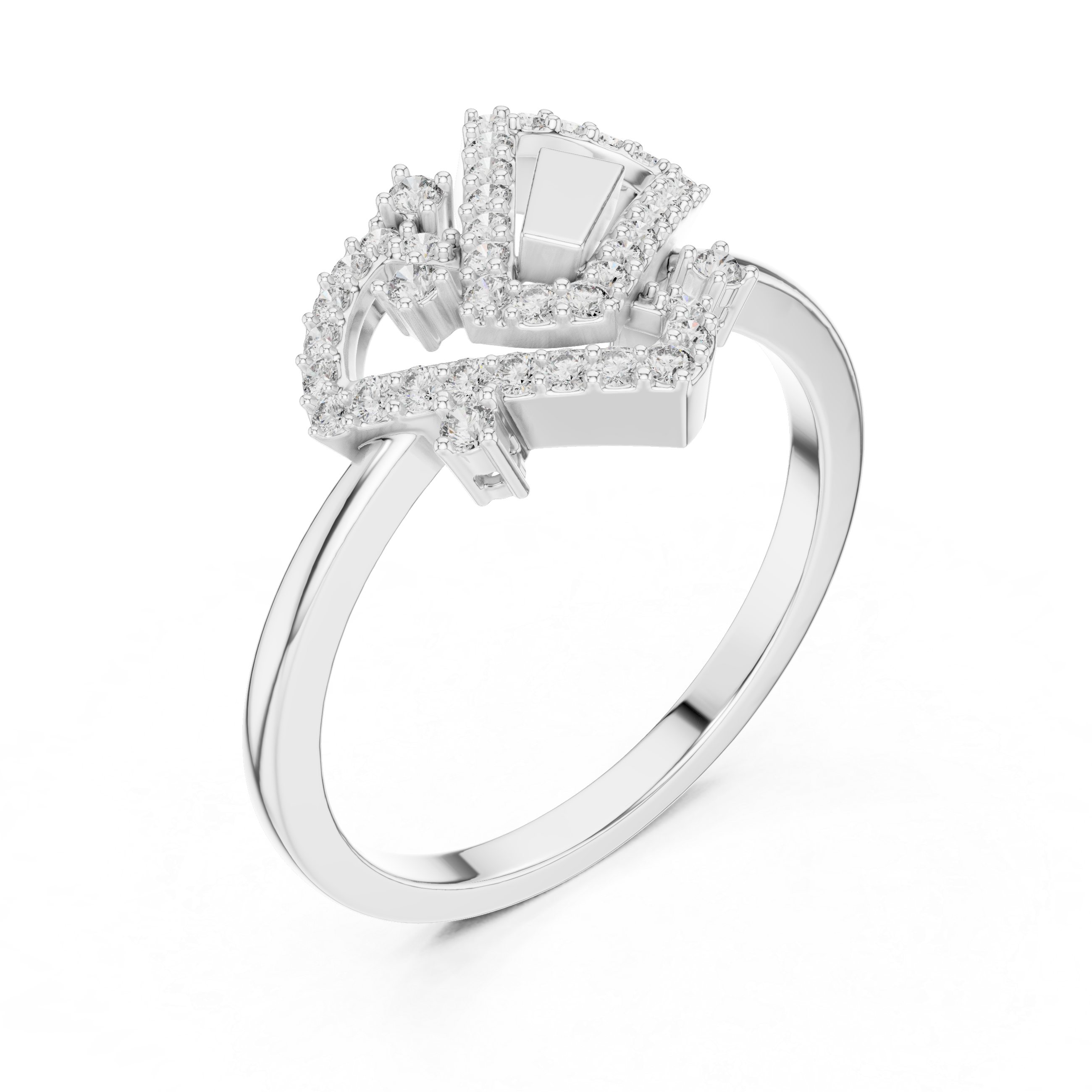 Elegant Yellow Gold Diamond Ring with Geometric Arrowhead Design