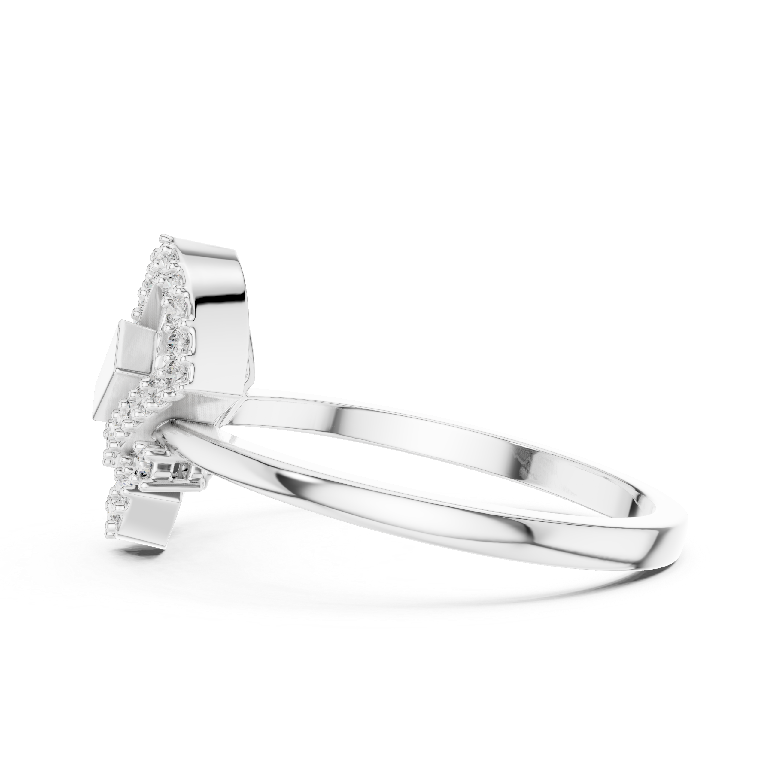 Elegant Yellow Gold Diamond Ring with Geometric Arrowhead Design