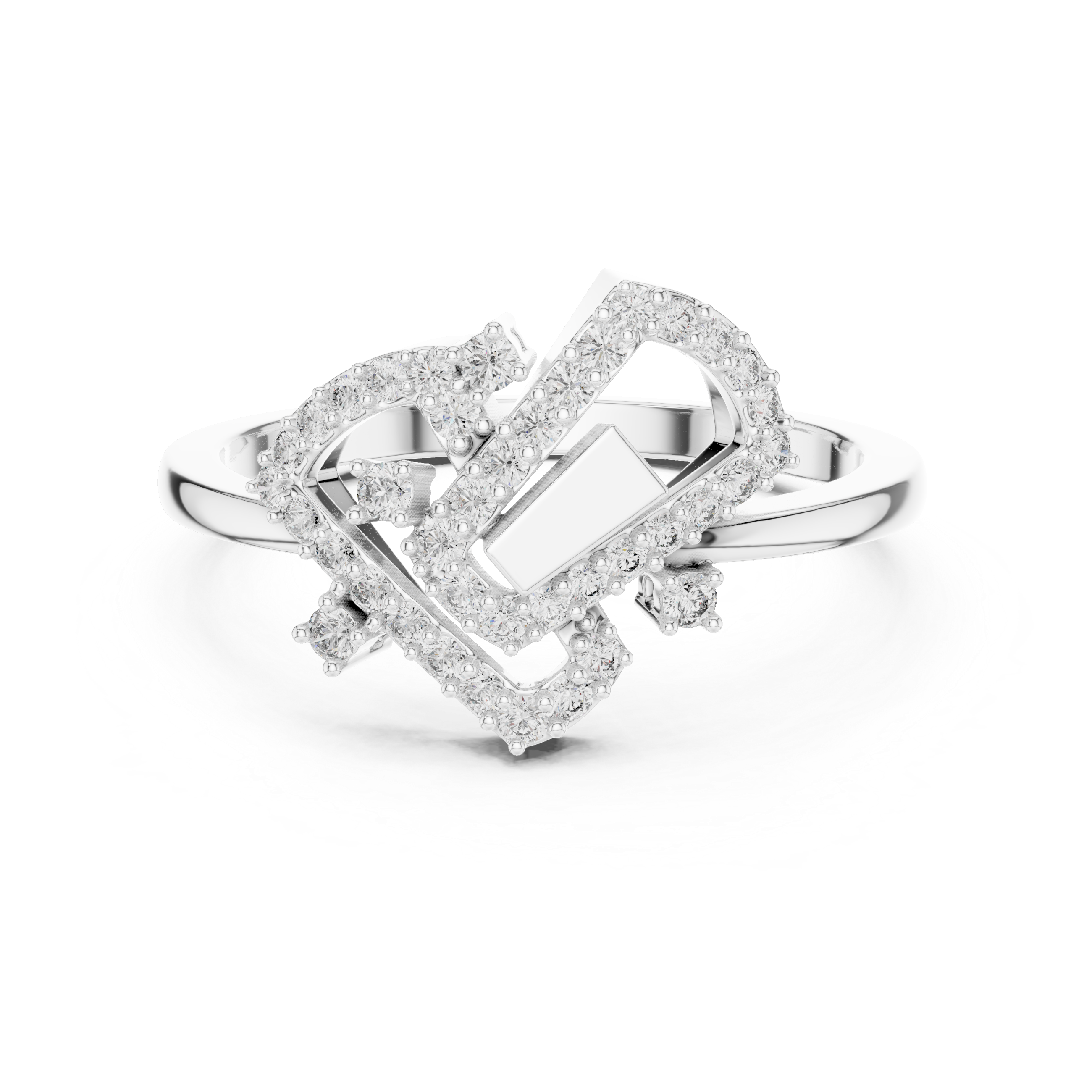 Elegant Yellow Gold Diamond Ring with Geometric Arrowhead Design