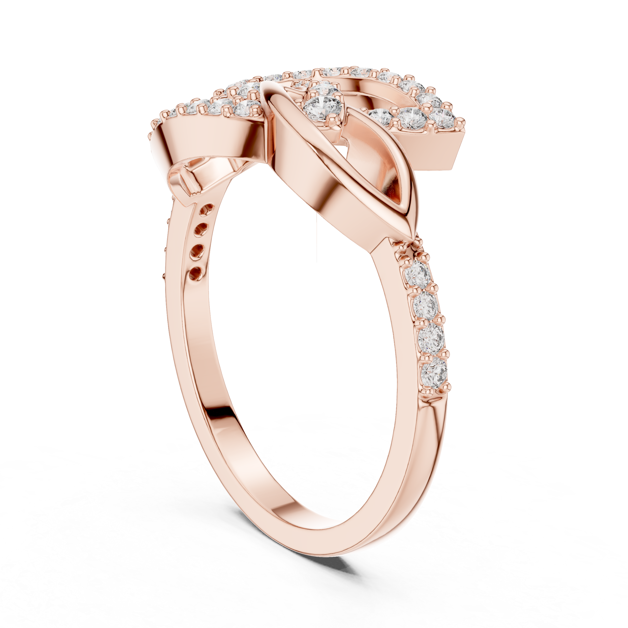 Gold Diamond Ring with Twisted Band Design
