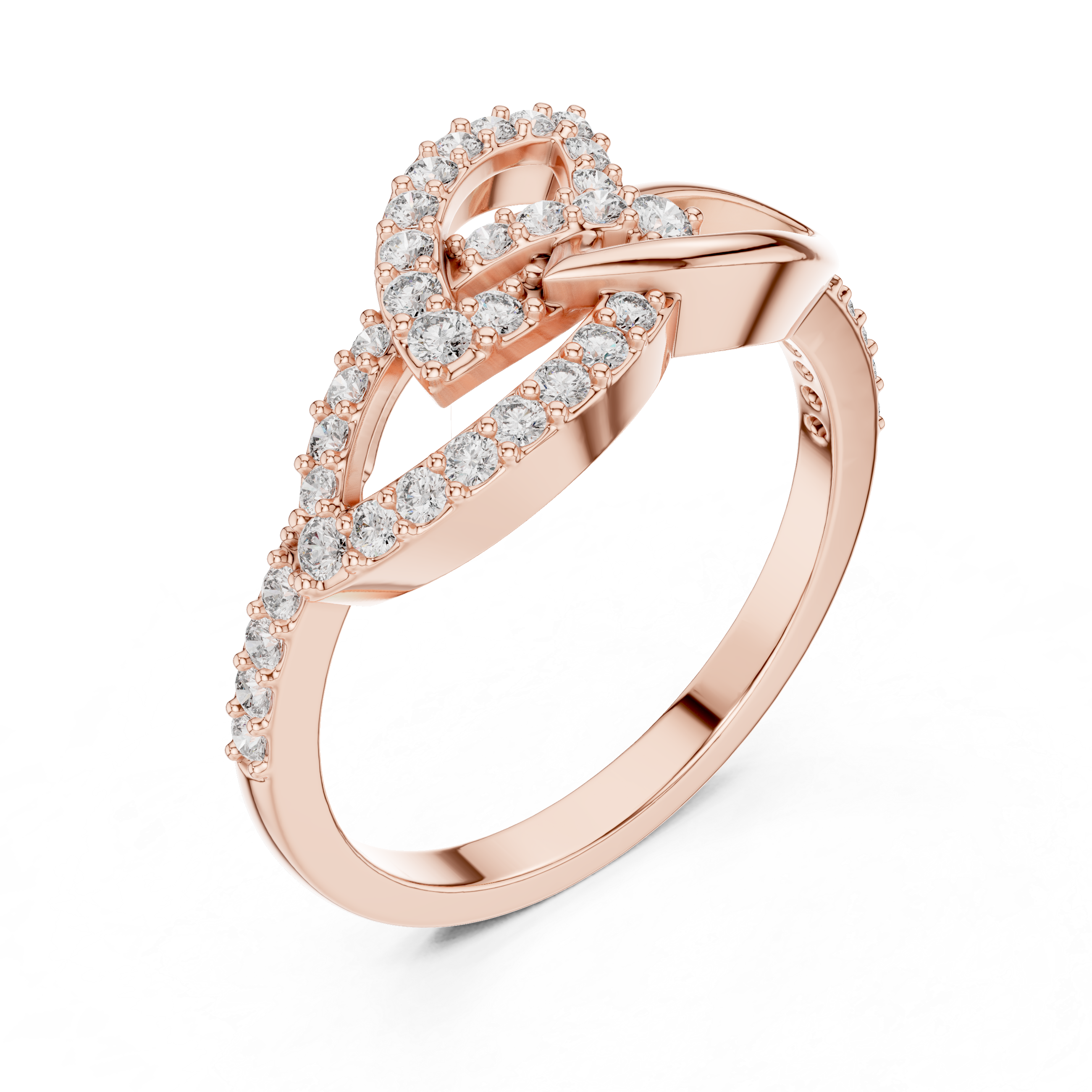 Gold Diamond Ring with Twisted Band Design