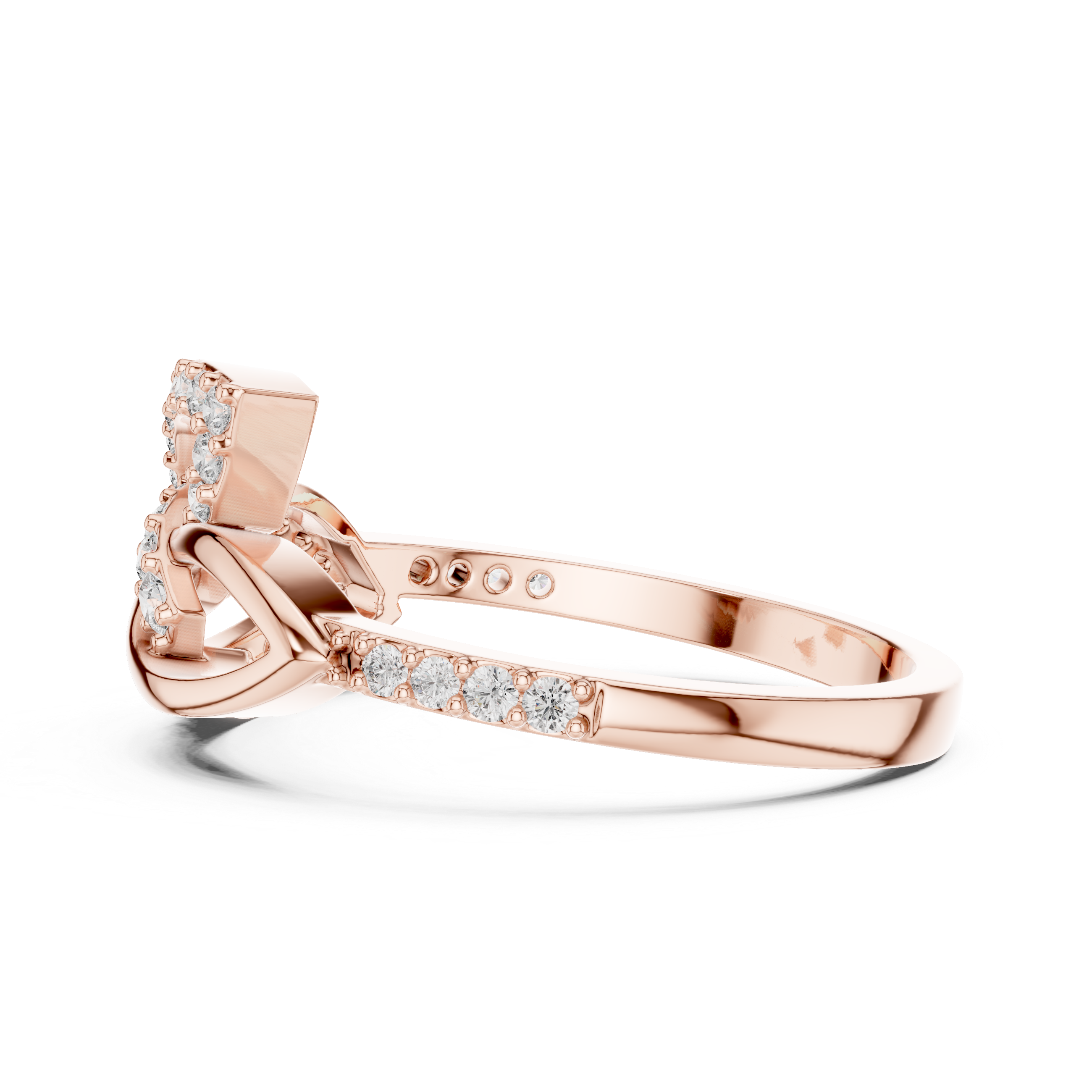 Gold Diamond Ring with Twisted Band Design