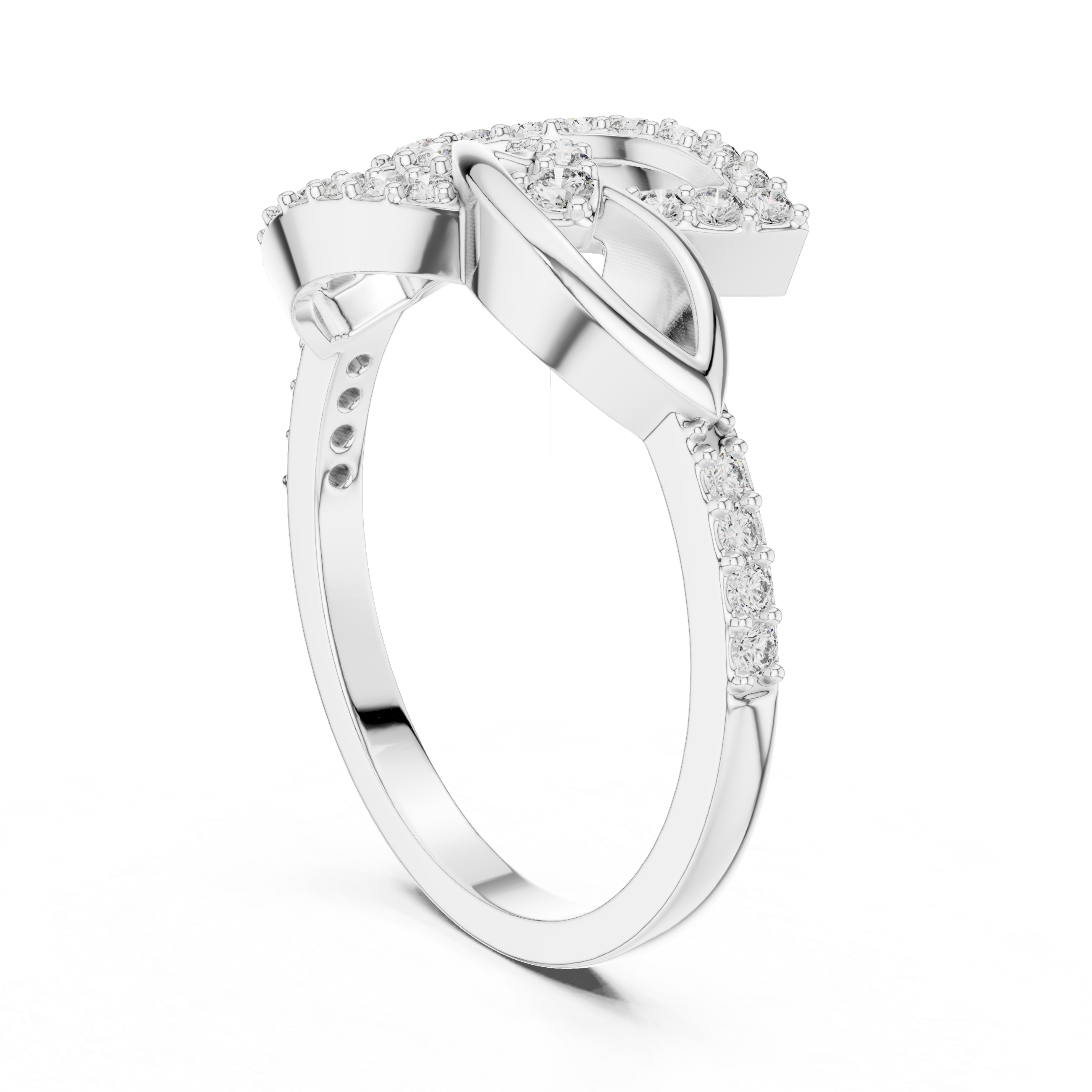 Gold Diamond Ring with Twisted Band Design